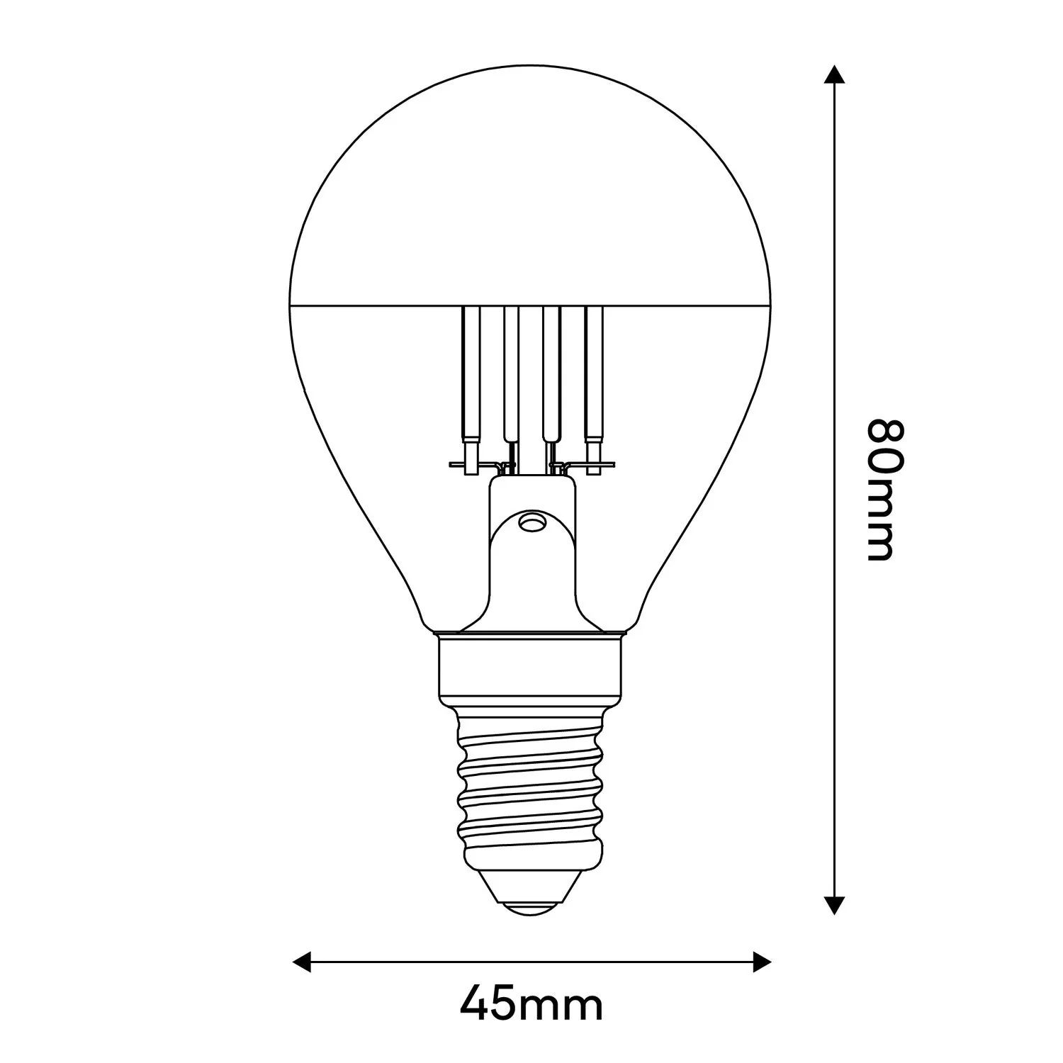 Lampadina LED Mezza Sfera Argento Mini Globo G45 4,8W 380Lm E14 2700K Dimmerabile - A01 - Image 3