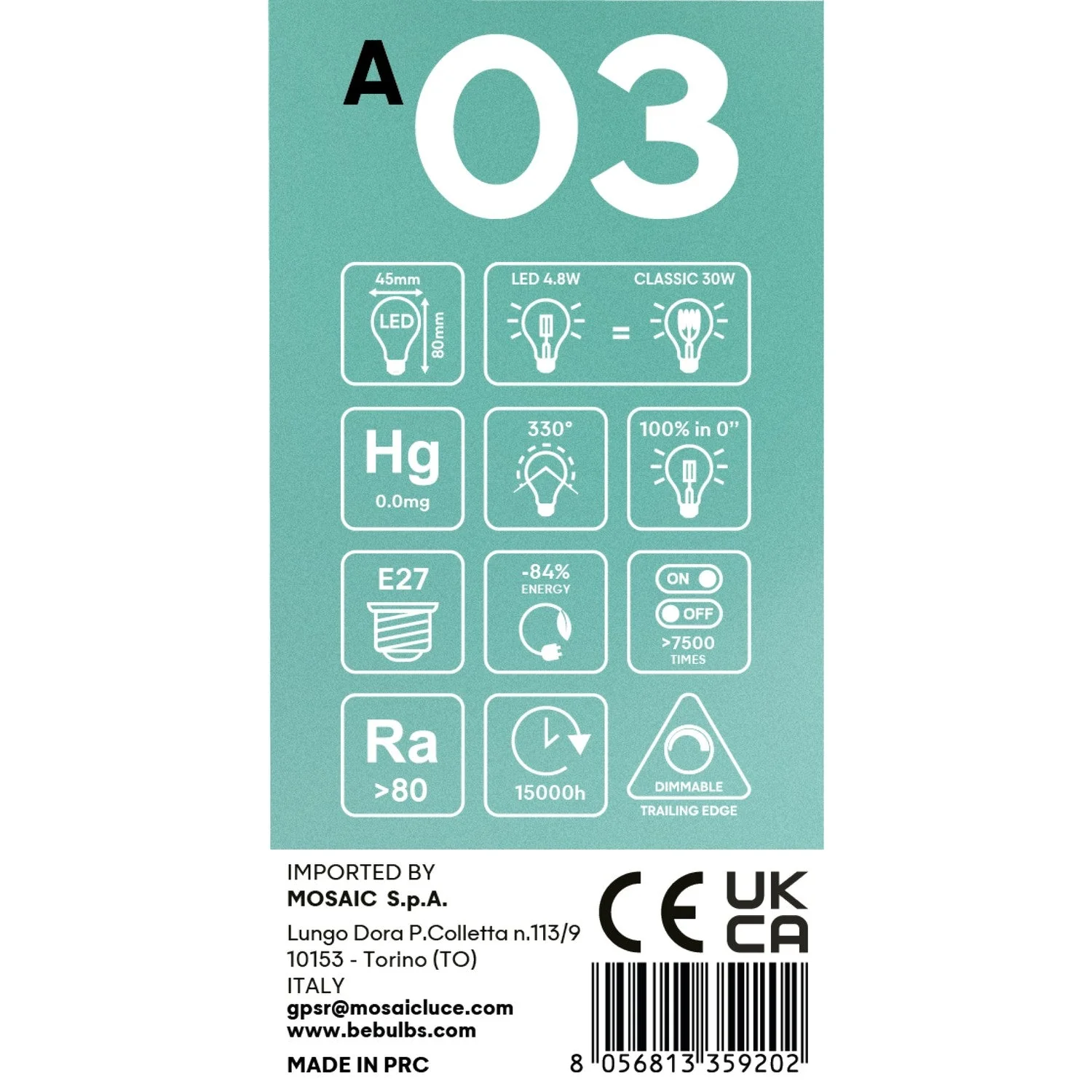 Lampadina LED Mezza Sfera Argento Mini Globo G45 4,8W 380Lm E27 2700K Dimmerabile - A03 - Image 5