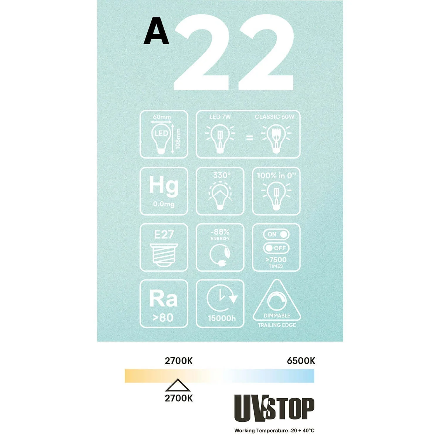 Lampadina LED Mezza Sfera Rame Goccia A60 7W 650Lm E27 2700K Dimmerabile - A22 - Image 5