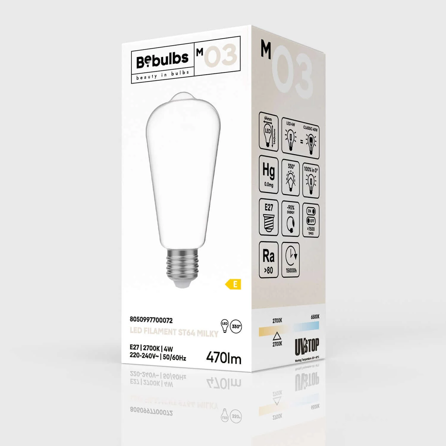 Lampadina LED Milky Edison ST64 4W 470Lm E27 2700K - M03 - Image 4
