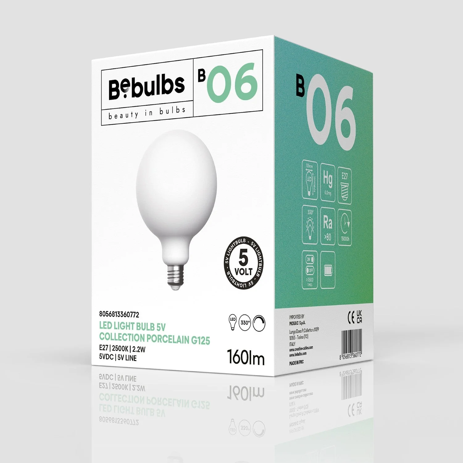 Lampadina LED Porcellana Linea 5V Globo G125 2,2W 160Lm E27 2500K Dimmerabile - B06 - Image 4