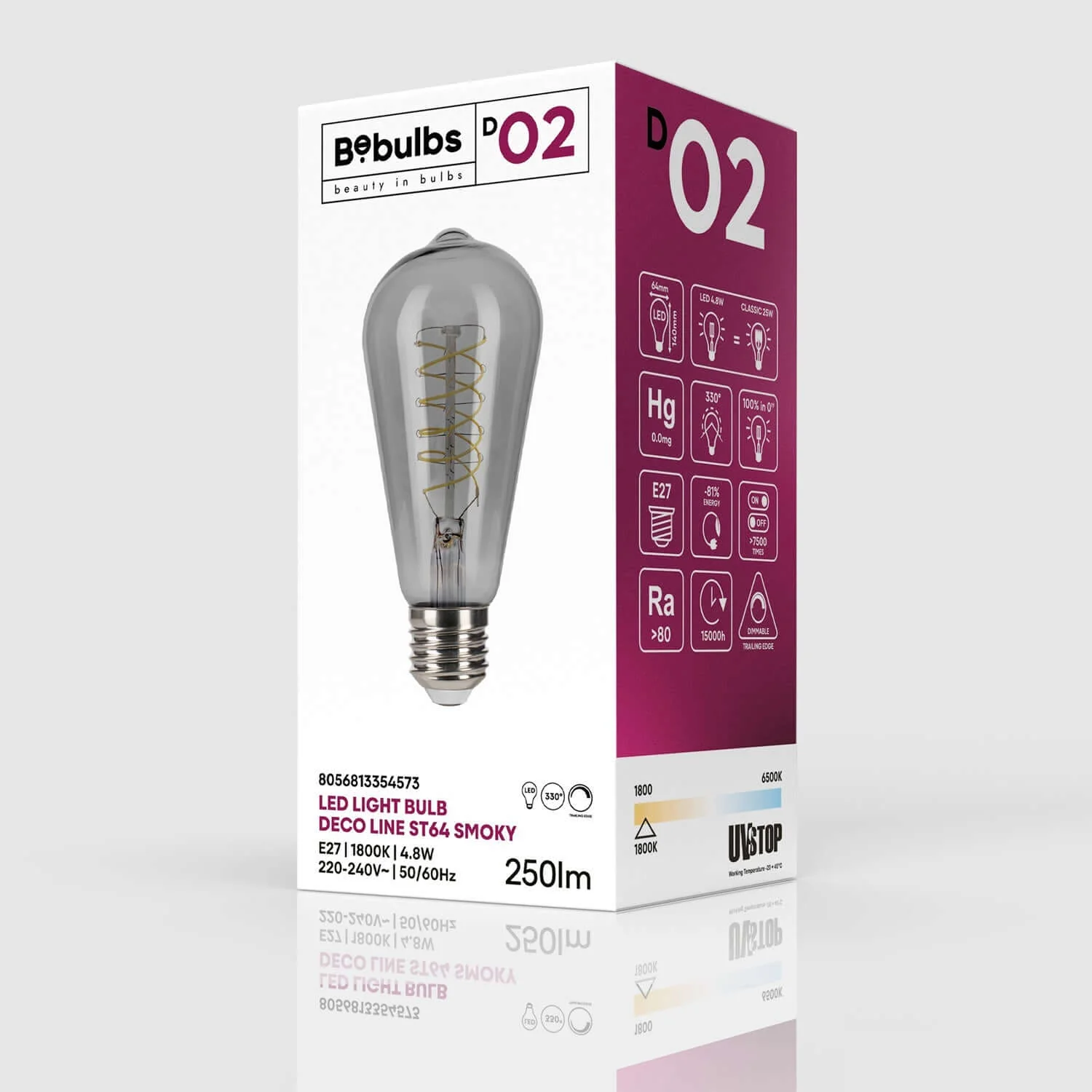 Lampadina LED Smoky Edison ST64 4,8W 250Lm E27 1800K Dimmerabile - D02 - Image 4
