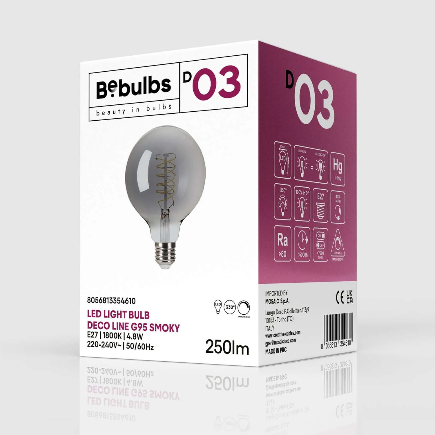 Lampadina LED Smoky Globo G95 4,8W 250Lm E27 1800K Dimmerabile - D03 - Image 4