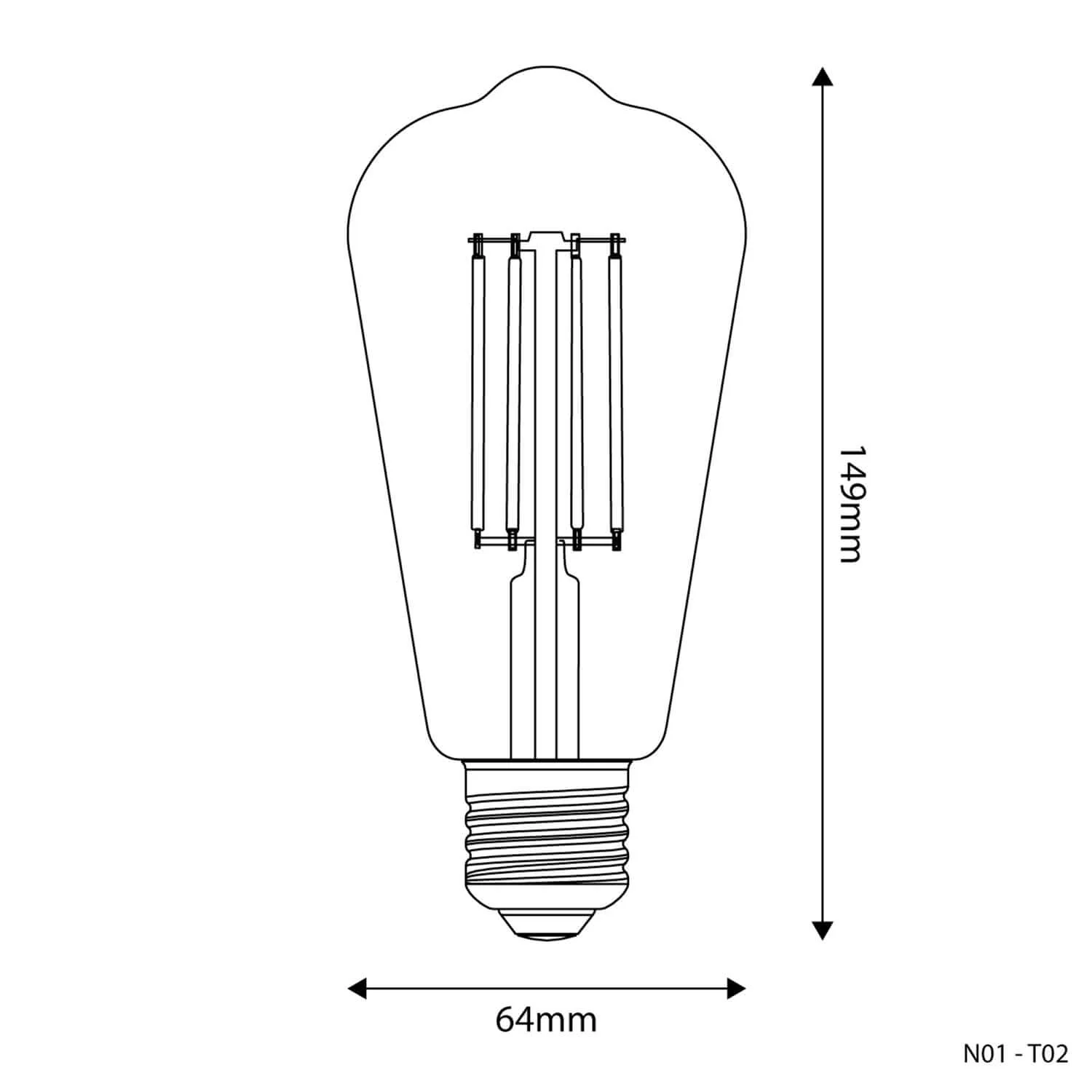 Lampadina LED Trasparente Edison ST64 7W 806Lm E27 2700K Dimmerabile - T02 - Image 3