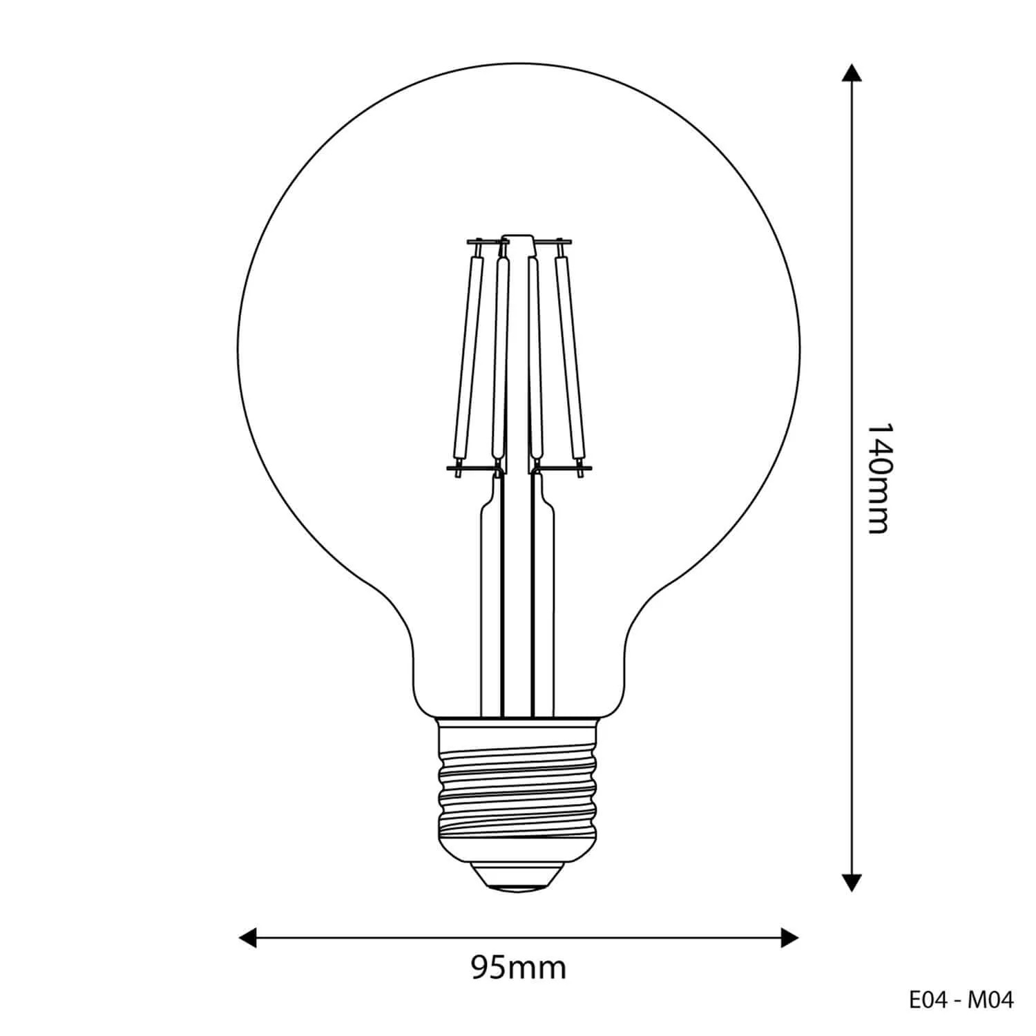 Lampadina LED Trasparente Globo G95 4W 470Lm E27 2700K - E04 - Image 3