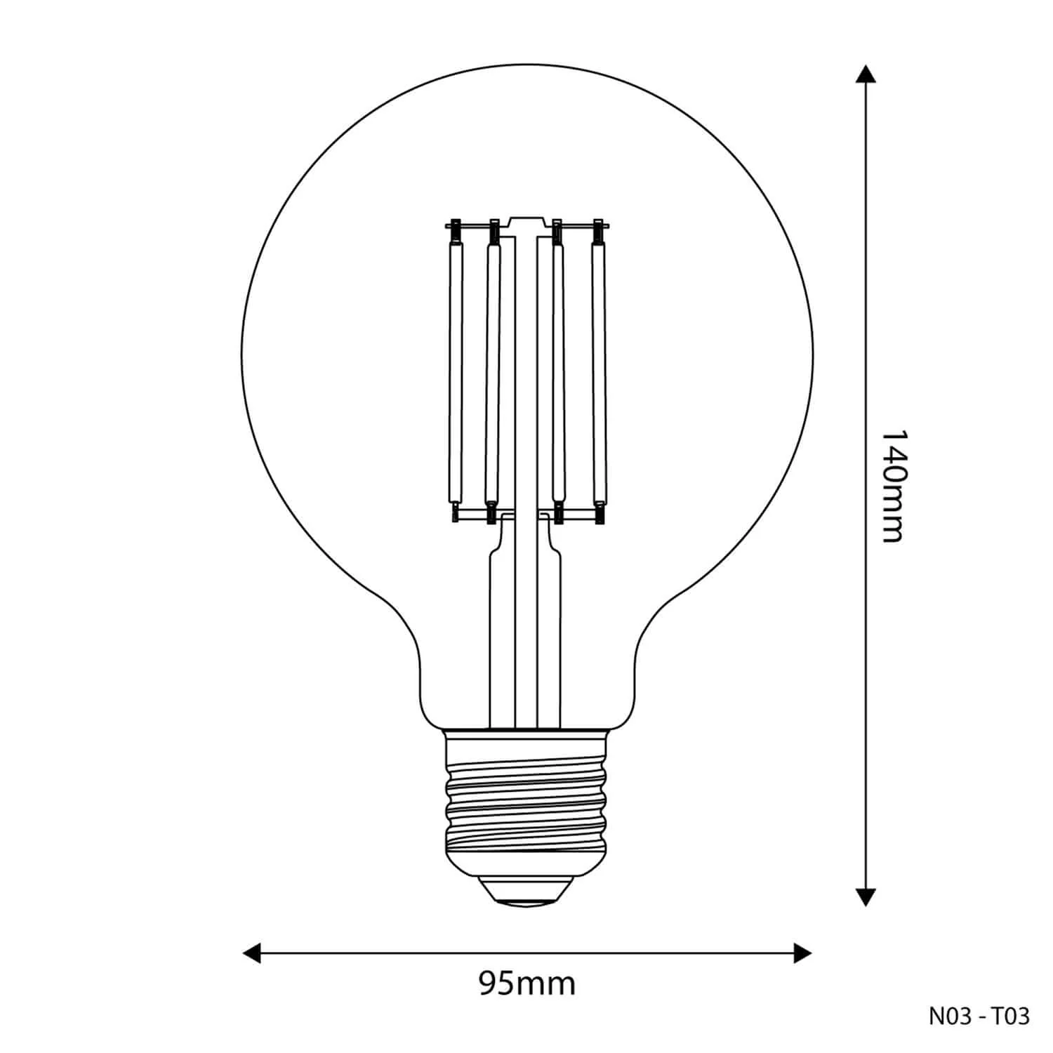 Lampadina LED Trasparente Globo G95 7W 806Lm E27 2700K Dimmerabile - T03 - Image 3