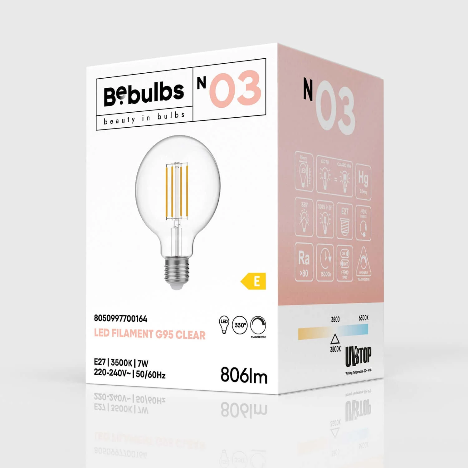 Lampadina LED Trasparente Globo G95 7W 806Lm E27 3500K Dimmerabile - N03 - Image 4