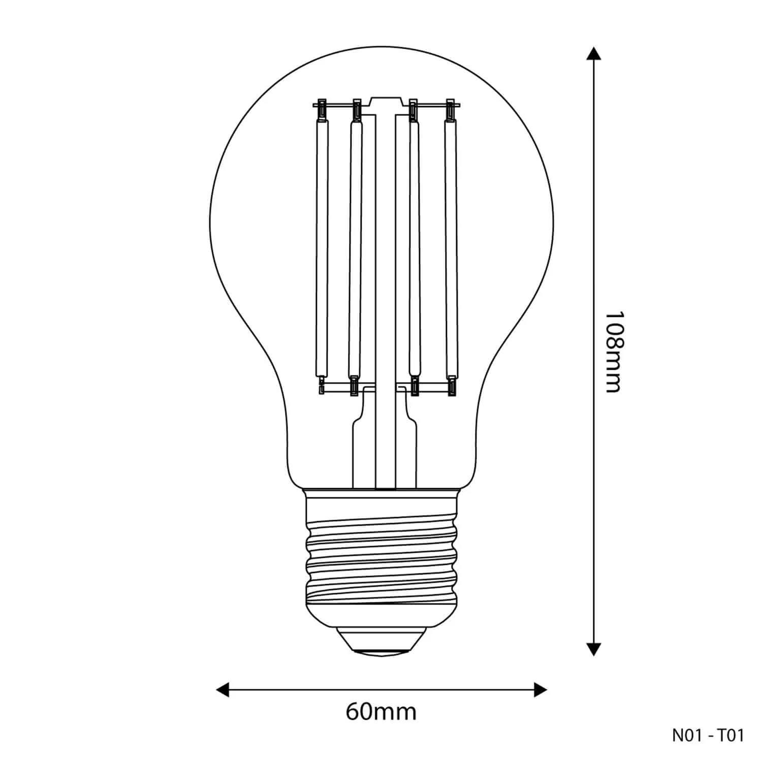 Lampadina LED Trasparente Goccia A60 7W 806Lm E27 2700K Dimmerabile - T01 - Image 3