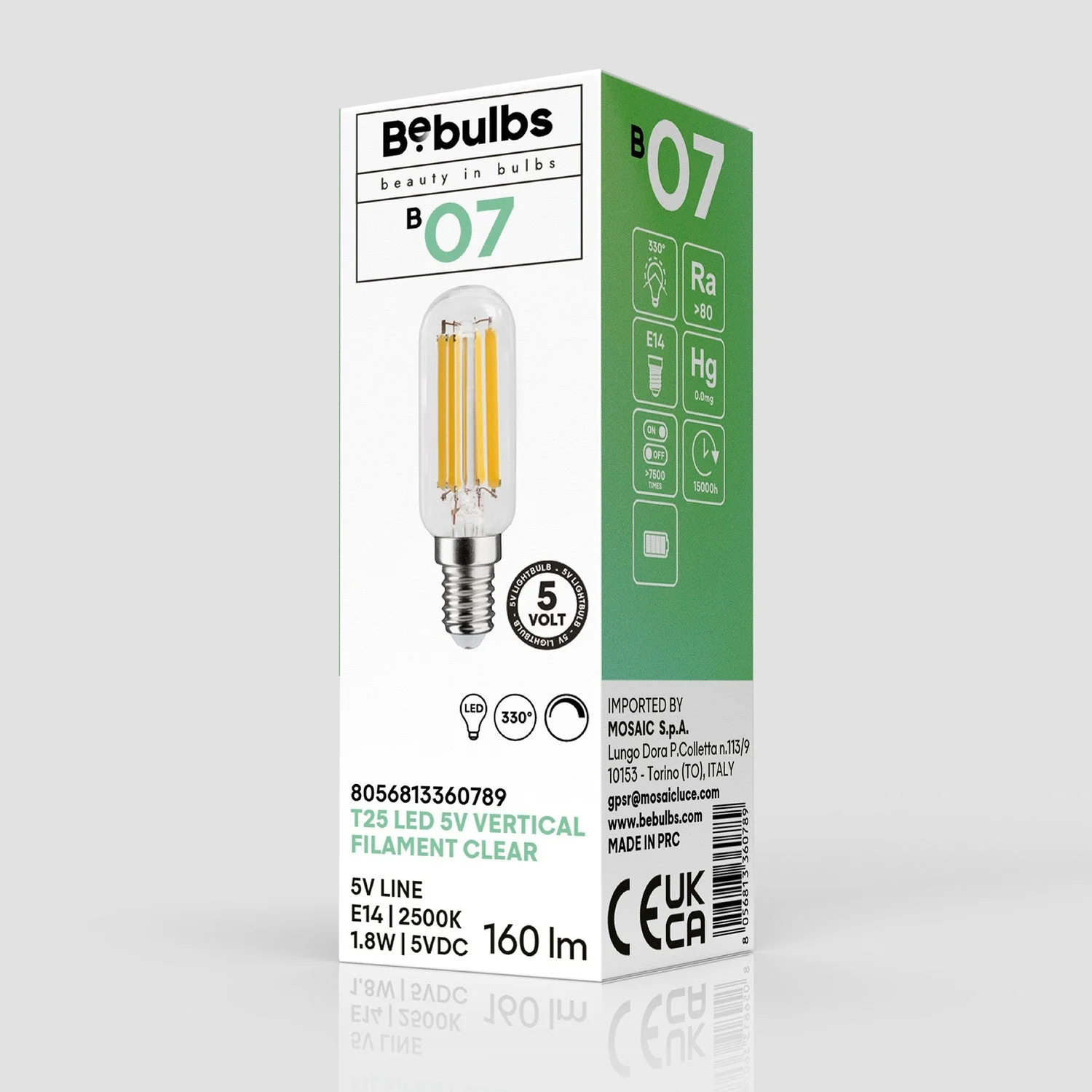 Lampadina LED Trasparente Linea 5V Tubolare T25 1,8W 160Lm E14 2500K Dimmerabile - B07 - Image 4