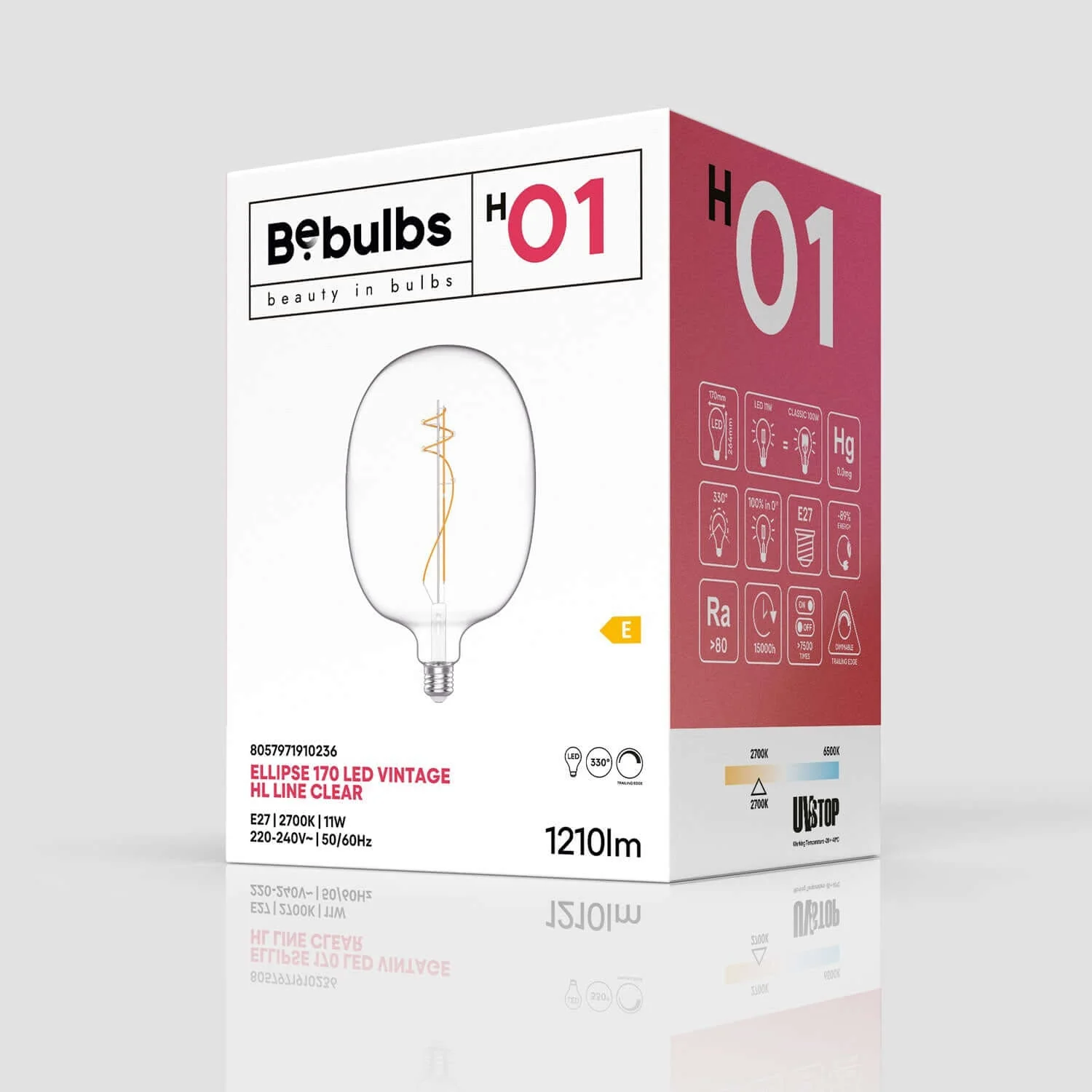 Lampadina LED Trasparente Ovale 170 11W 1210Lm E27 2700K Dimmerabile - H01 - Image 4