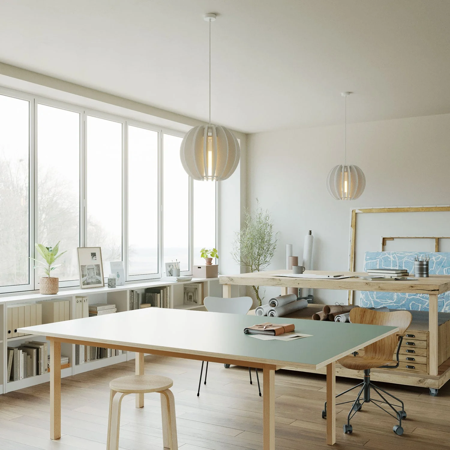 LAMPSHHADE - Pendant Lamp with Elliptical Shade - White melange - Image 2