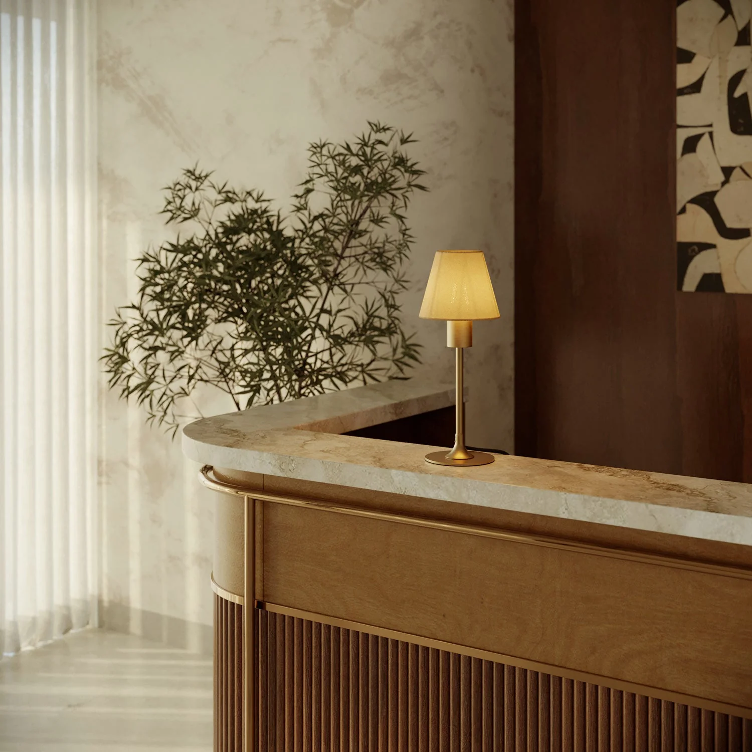 MAG-Y table lamp with canvas shade - Brushed bronze - Image 2