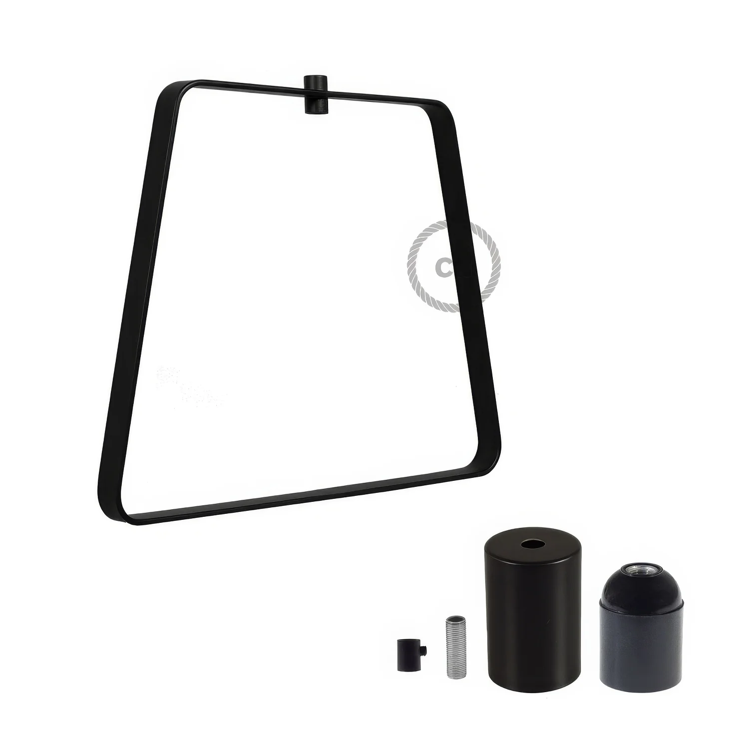 Metal Duedì Base lampshade with metal socket cover and E26 socket - Black - Image 3