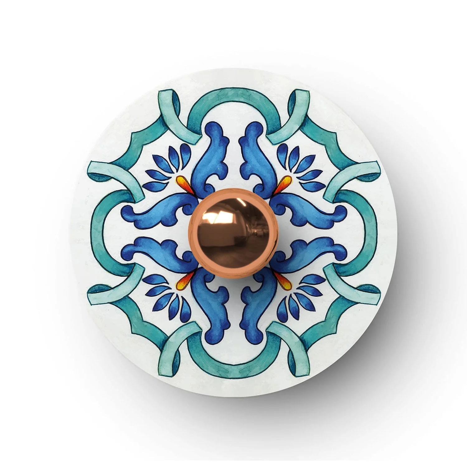 Mini piatto Ellepì 'Maioliche' Blu per lampade, diametro 24 cm - Made in Italy - Image 3