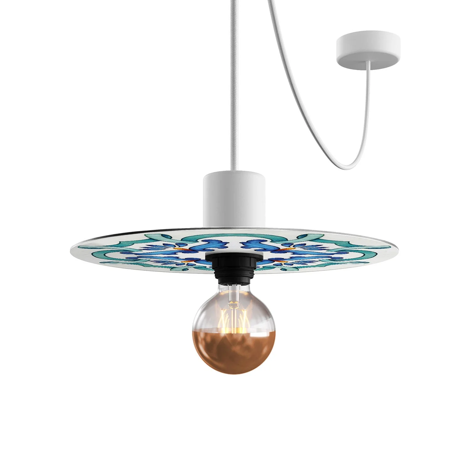 Mini piatto Ellepì 'Maioliche' Blu per lampade, diametro 24 cm - Made in Italy - Image 4