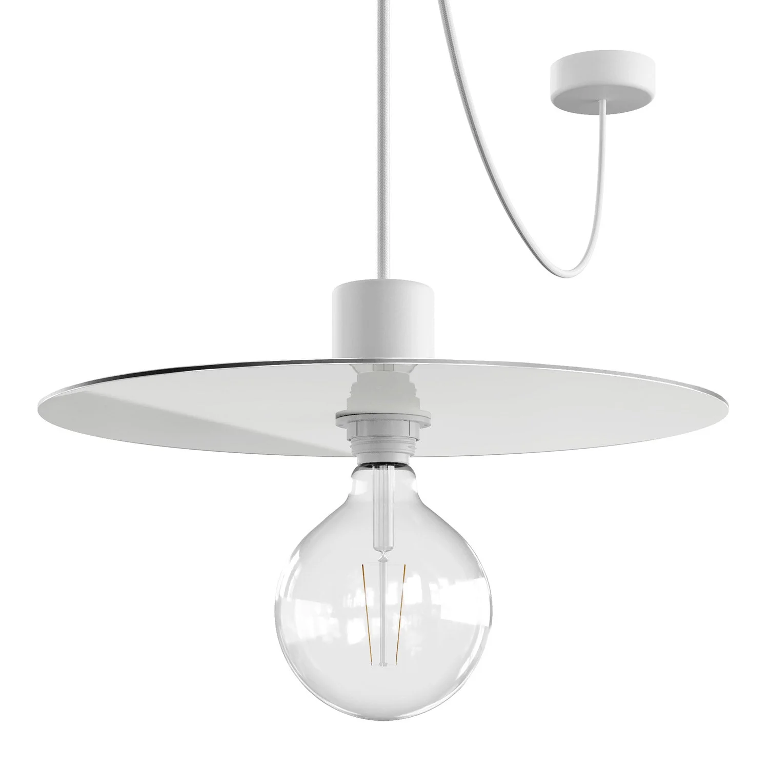 Modulair ELEGANT Lampada con 5 m cavo tessile, paralume Ellepì, rosone e portalampada in silicone IP65 waterproof - Bianco