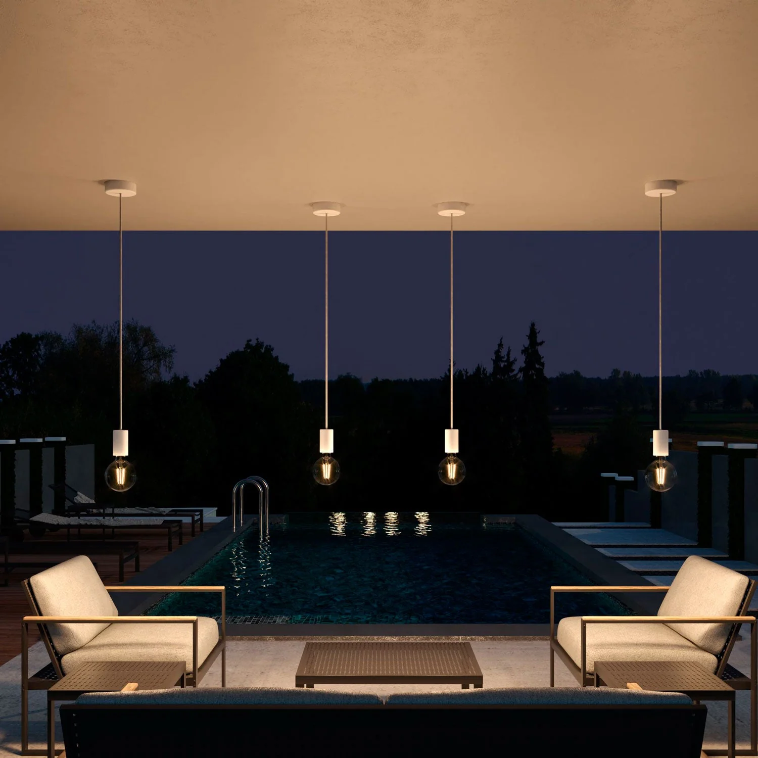 Modulair ELEGANT Lampada da esterno con 1,5 m cavo tessile, rosone e portalampada in silicone IP65 waterproof - Bianco - Image 3