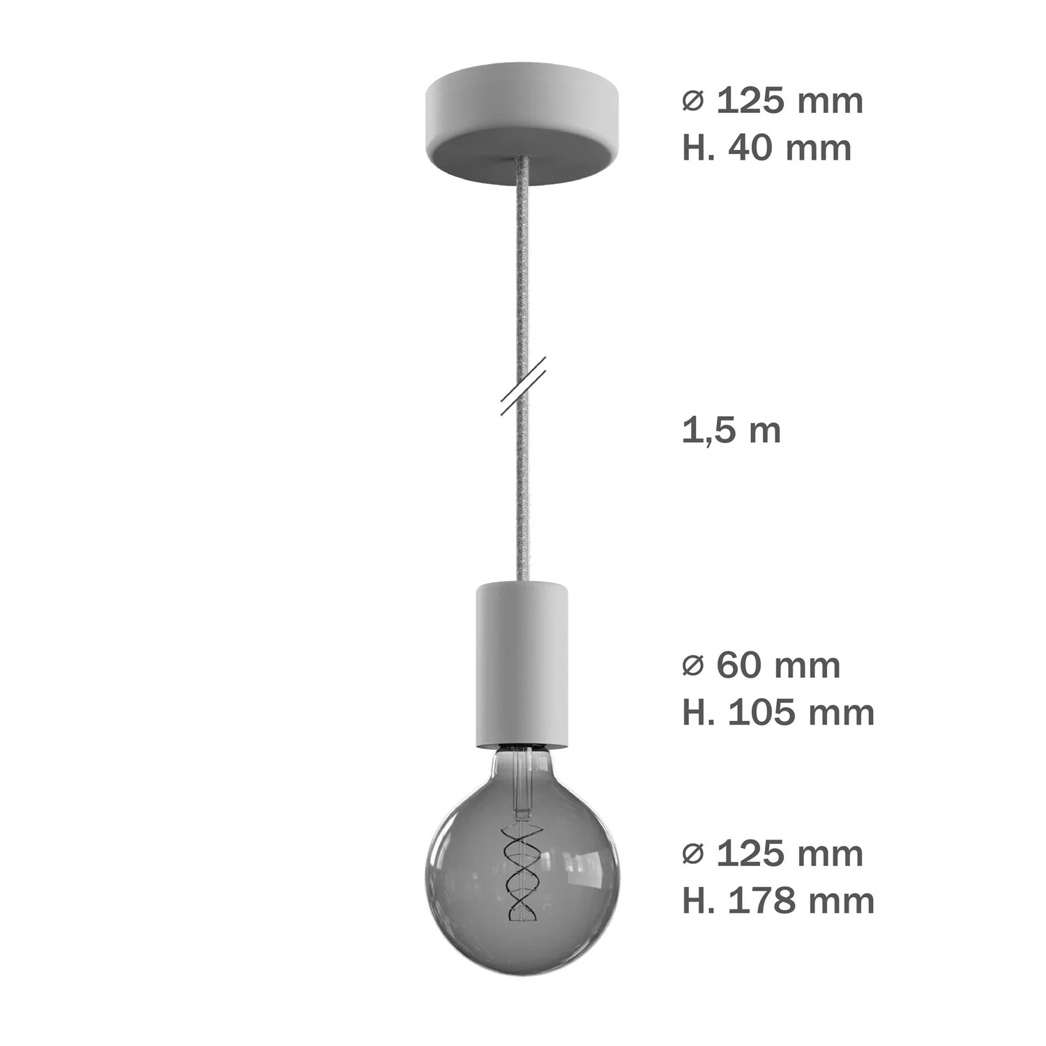 Modulair ELEGANT Lampada da esterno con 1,5 m cavo tessile, rosone e portalampada in silicone IP65 waterproof - Bianco - Image 6