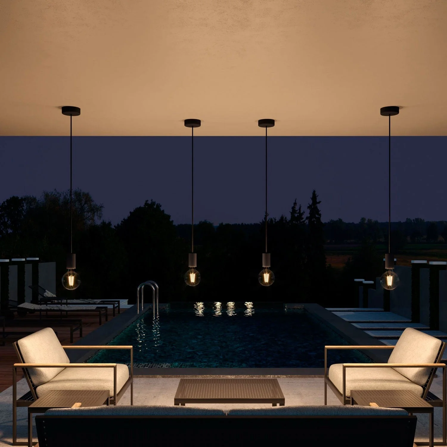 Modulair ELEGANT Lampada da esterno con 1,5 m cavo tessile, rosone e portalampada in silicone IP65 waterproof - Nero - Image 4