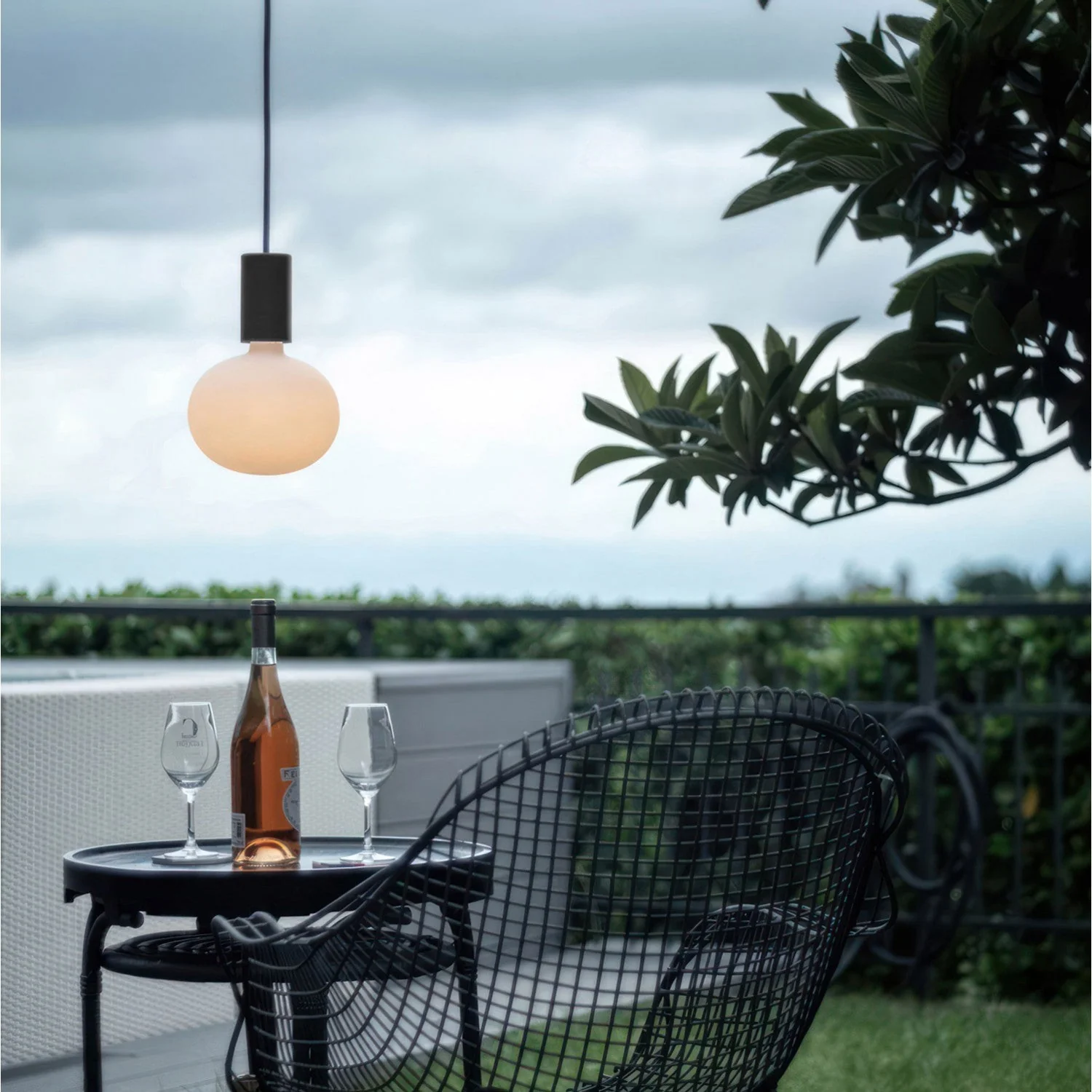 Modulair ELEGANT Lampada da esterno con 5 m cavo tessile, decentatore, rosone e portalampada IP65 waterproof - Nero - Image 4