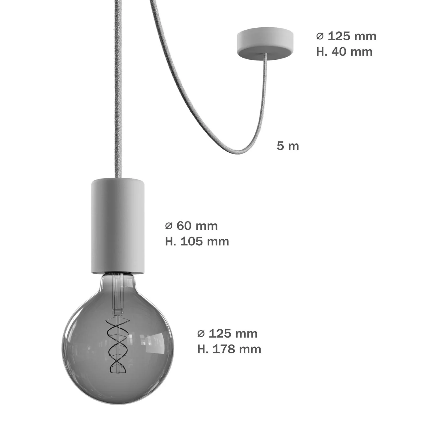 Modulair ELEGANT Lampada da esterno con 5 m cavo tessile, decentatore, rosone e portalampada IP65 waterproof - Nero - Image 6