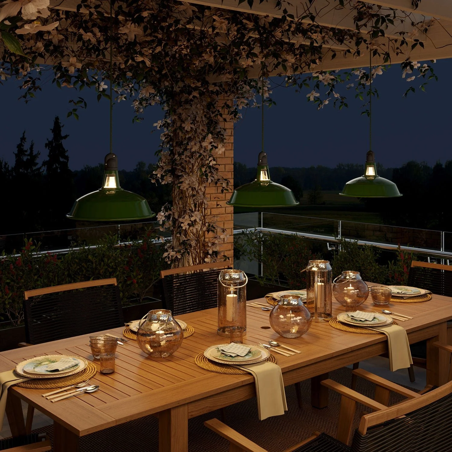 Modulair ELEGANT Lampada per esterni con paralume, 5 m cavo, rosone in silicone e portalampada IP65 waterproof - Verde - Image 3