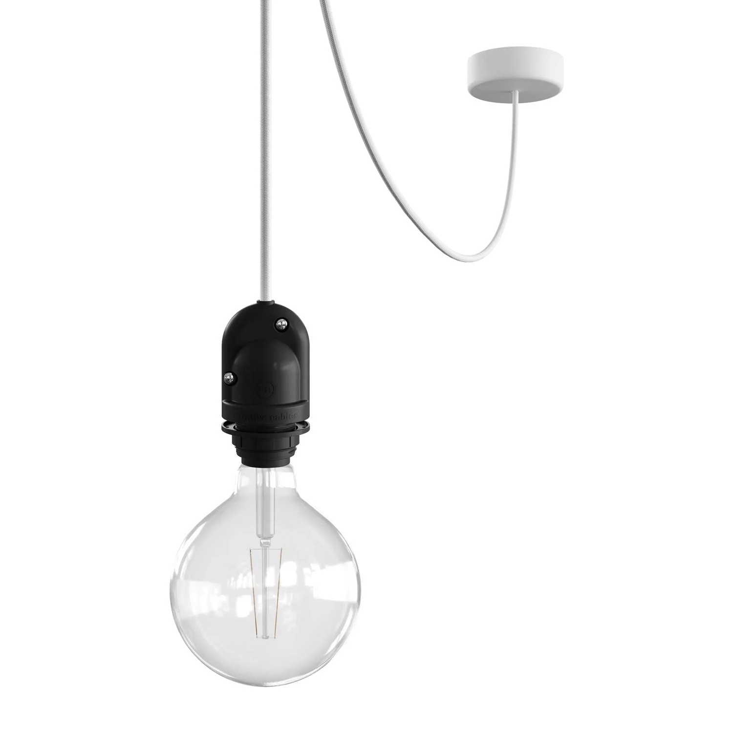 Modulair Lampada da esterno per paralume con 5 m cavo tessile, decentatore, rosone e portalampada IP65 - Bianco