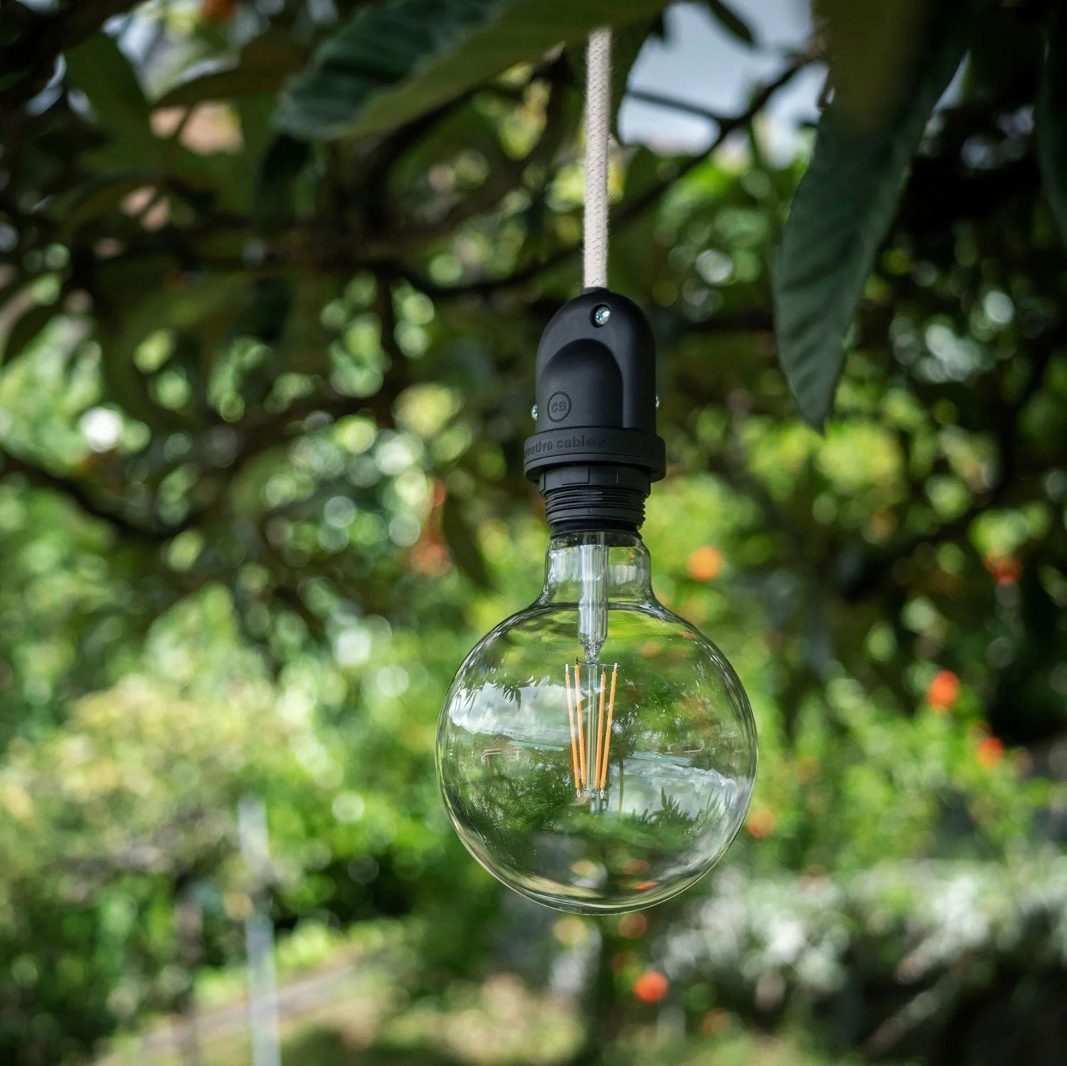Modulair Lampada da esterno per paralume con 5 m cavo tessile, decentatore, rosone e portalampada IP65 - Bianco - Image 2