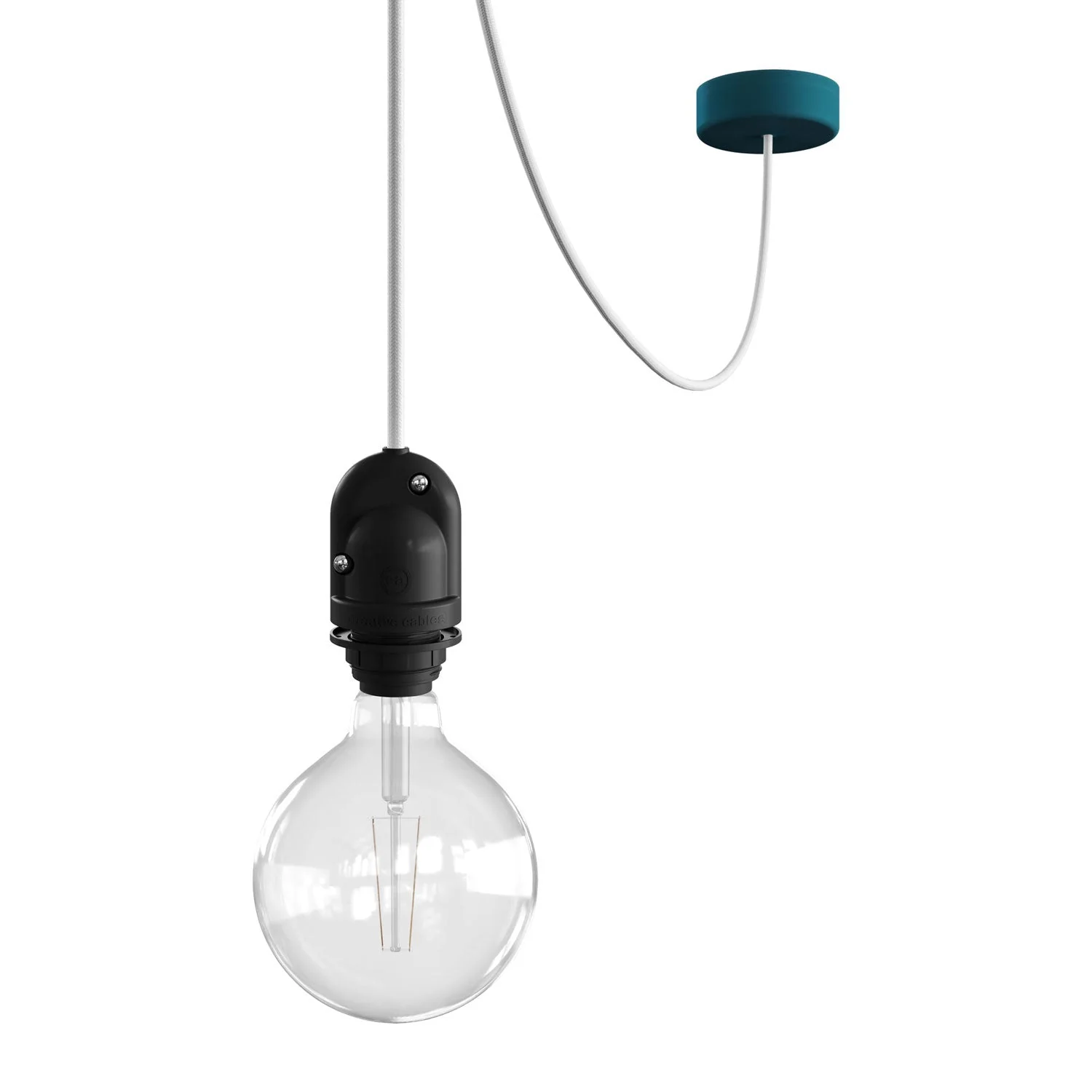 Modulair Lampada da esterno per paralume con 5 m cavo tessile, decentatore, rosone e portalampada IP65 - Petrolio