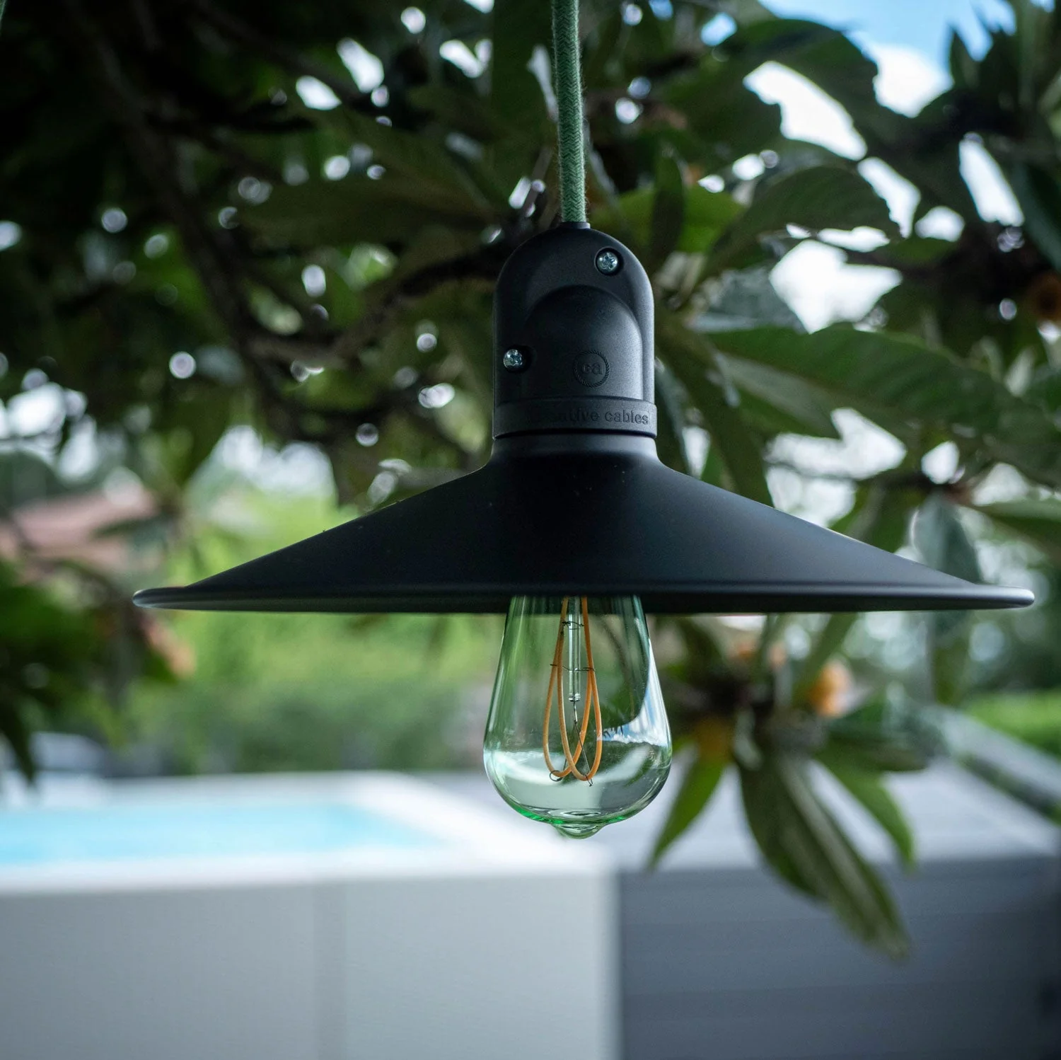 Modulair Lampada per paralume da esterni con 1,5 m cavo tessile, rosone e portalampada IP65 waterproof - Verde prato - Image 2