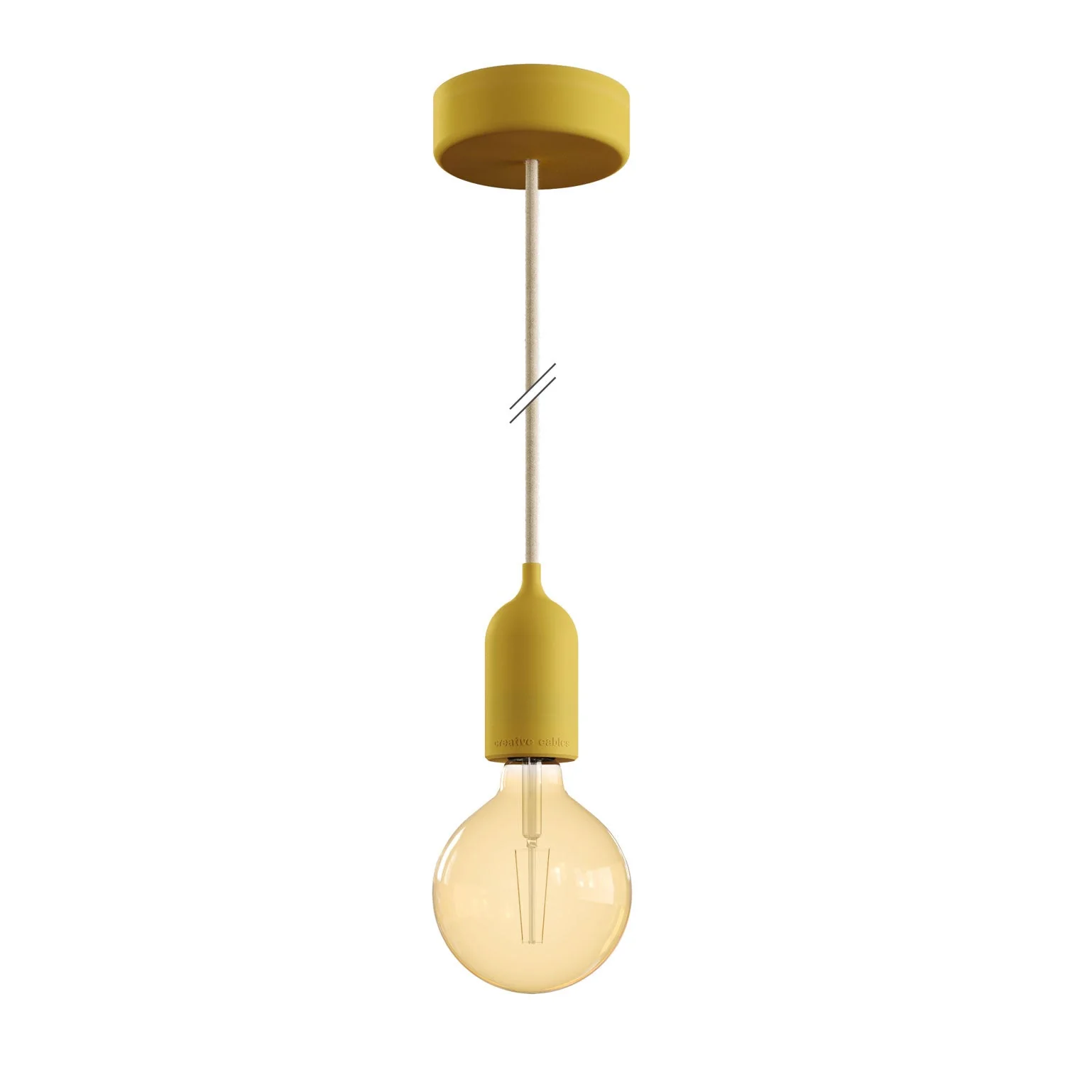 Modulair PASTEL Lampada da esterno con 1,5 m cavo tessile, rosone e portalampada in silicone IP65 waterproof - Mostarda