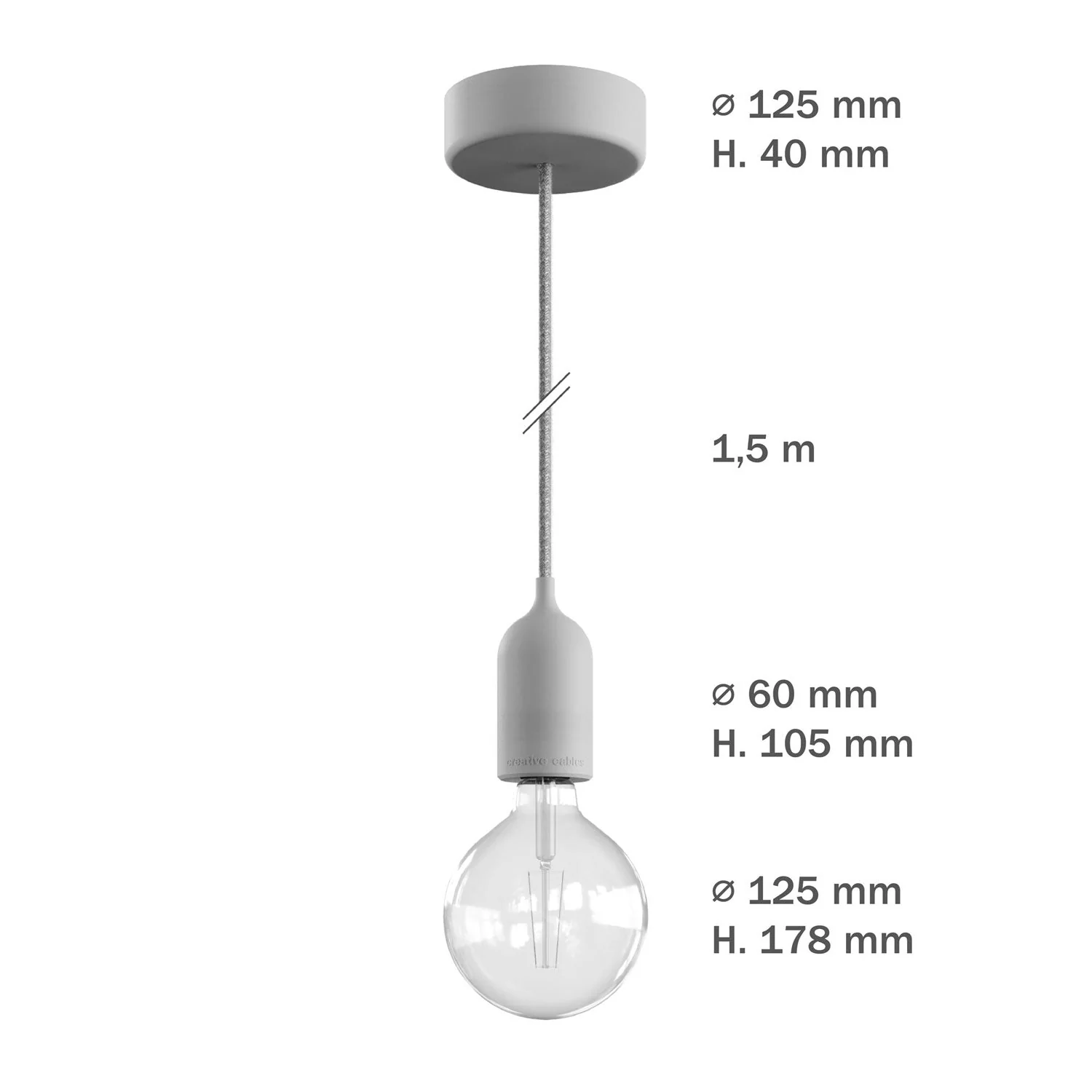 Modulair PASTEL Lampada da esterno con 1,5 m cavo tessile, rosone e portalampada in silicone IP65 waterproof - Mostarda - Image 6