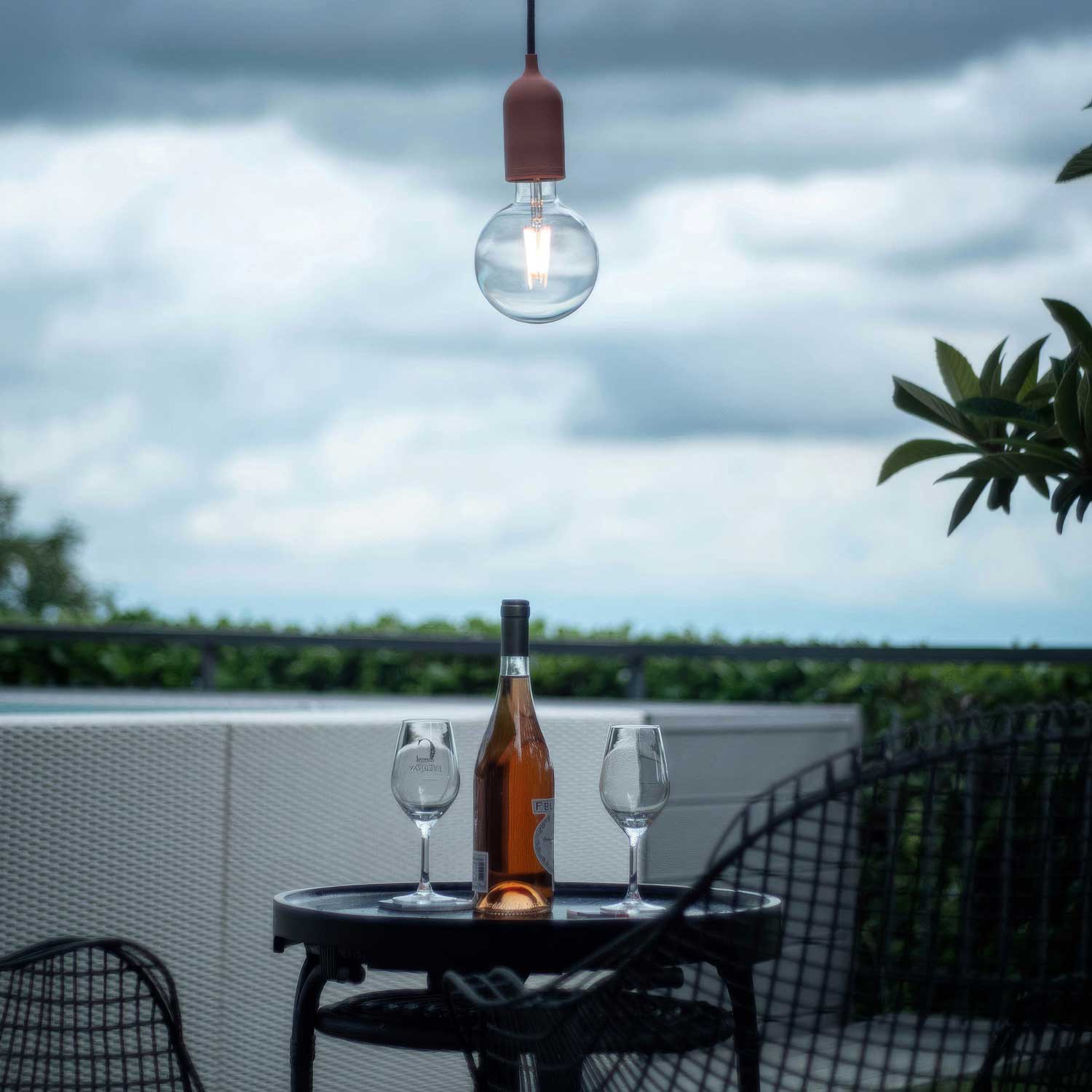 Modulair PASTEL Lampada da esterno con 1,5 m cavo tessile, rosone e portalampada in silicone IP65 waterproof - Salmone - Image 4