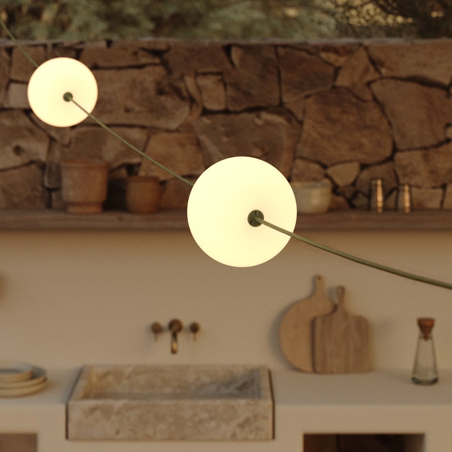 Outdoor 4-Light String Light for wet locations Olive Green, Power supply with US plug - Marina4 Cherry - Image 11