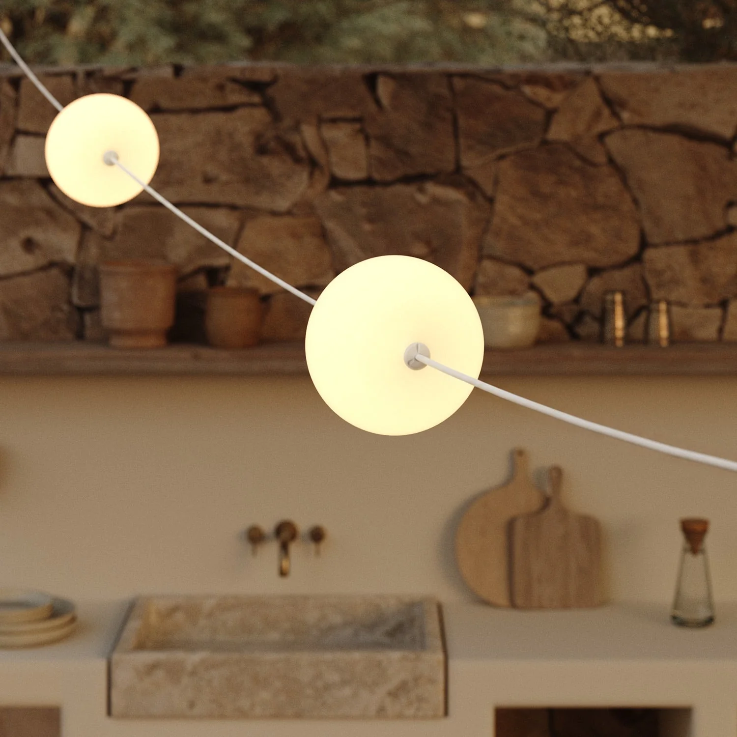 Outdoor 4-Light String Light for wet locations White Sand, Power supply with US plug - Marina4 Cherry - Image 11