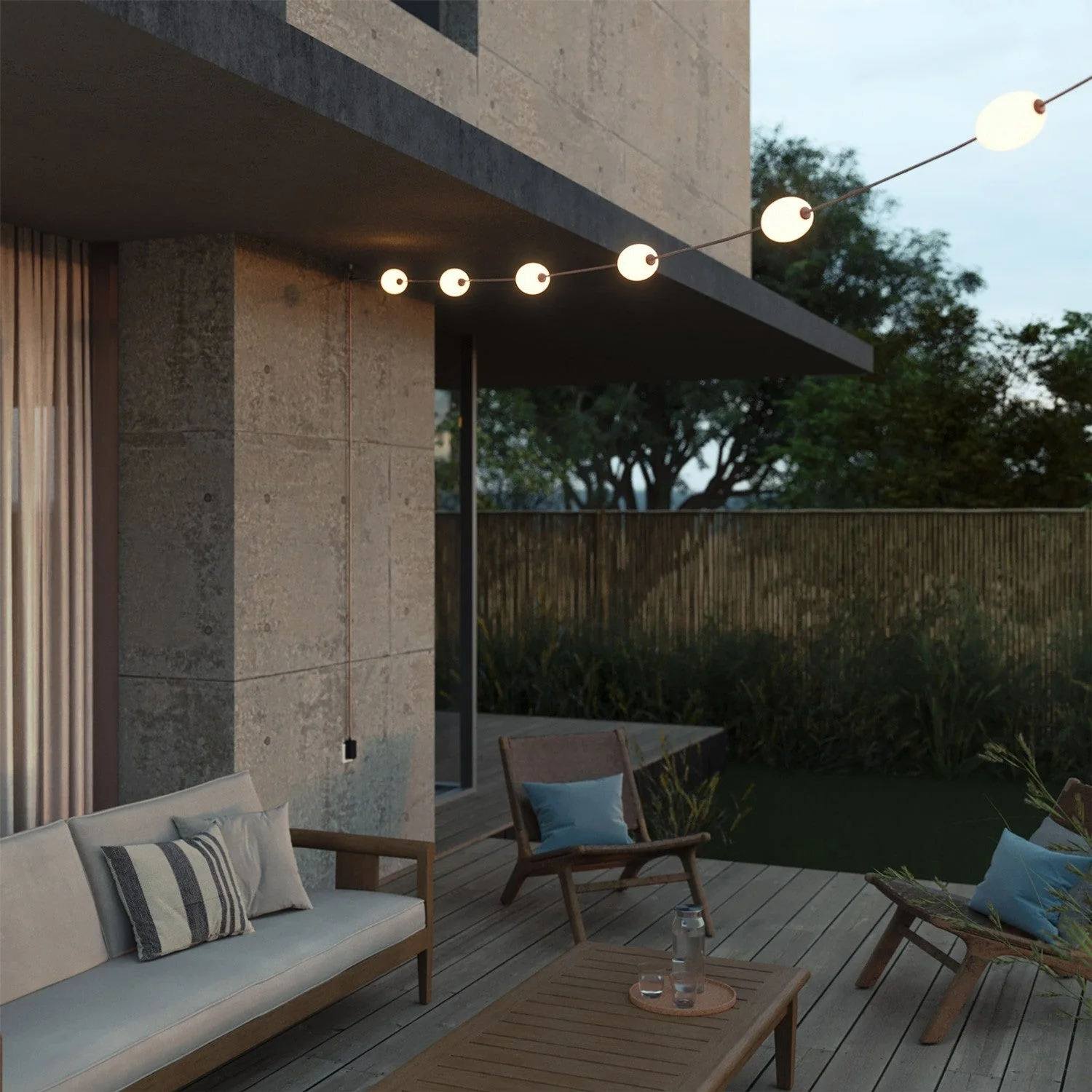 Outdoor 6-Light String Light for wet locations Desert Brown, Power supply with US plug - Marina6 - Image 2