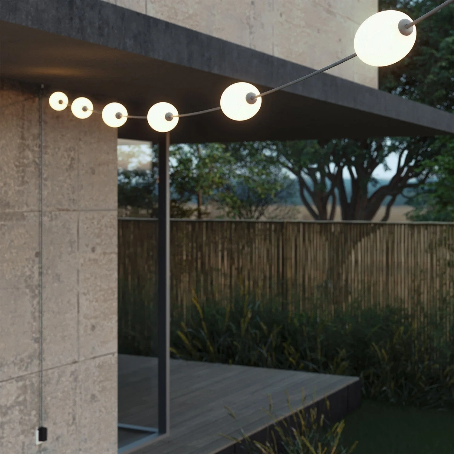 Outdoor 6-Light String Light for wet locations Gray, Power supply with US plug - Marina6 - Image 3