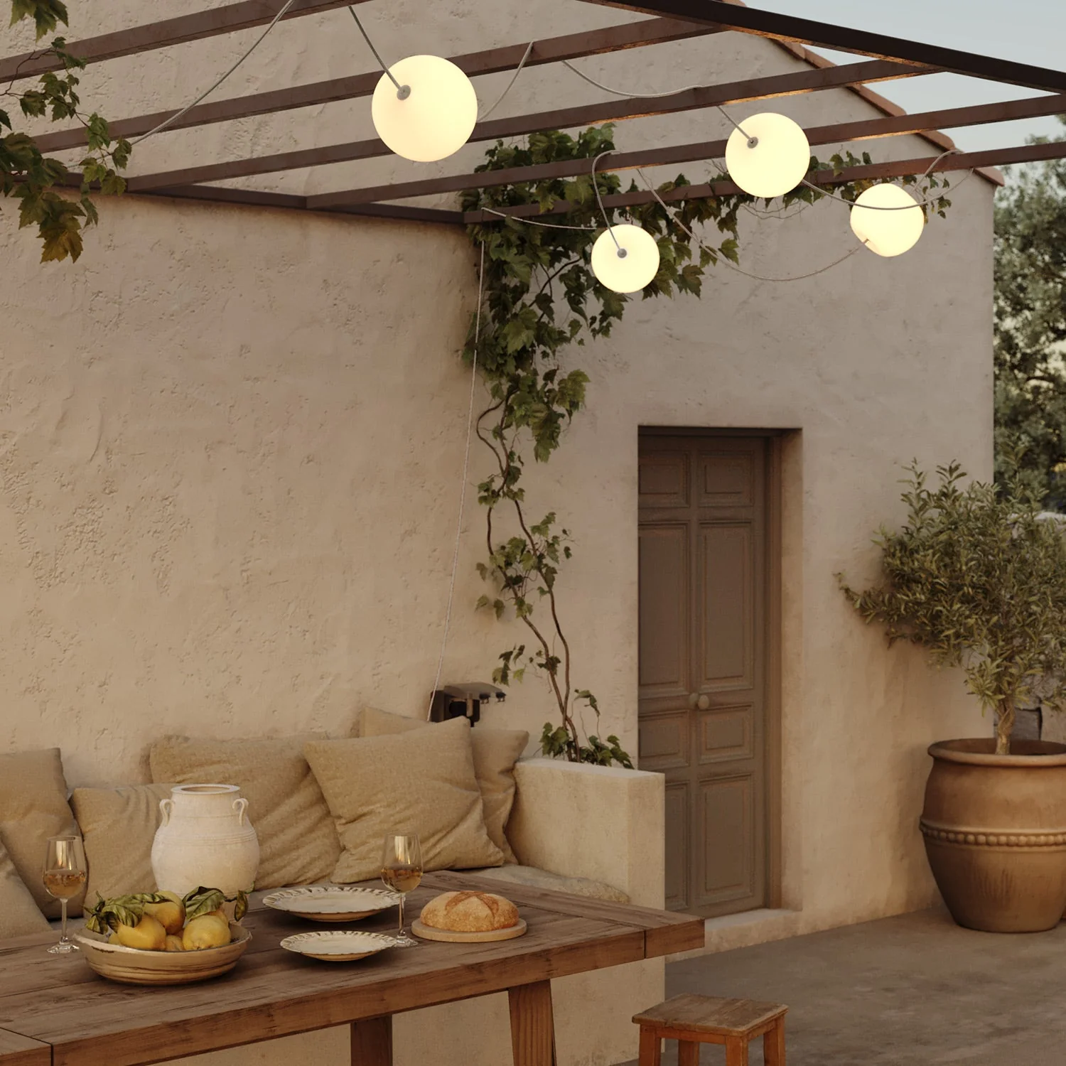 Outdoor 6-Light String Light for wet locations White Sand, Power supply with US plug - Marina6 Cherry - Image 12