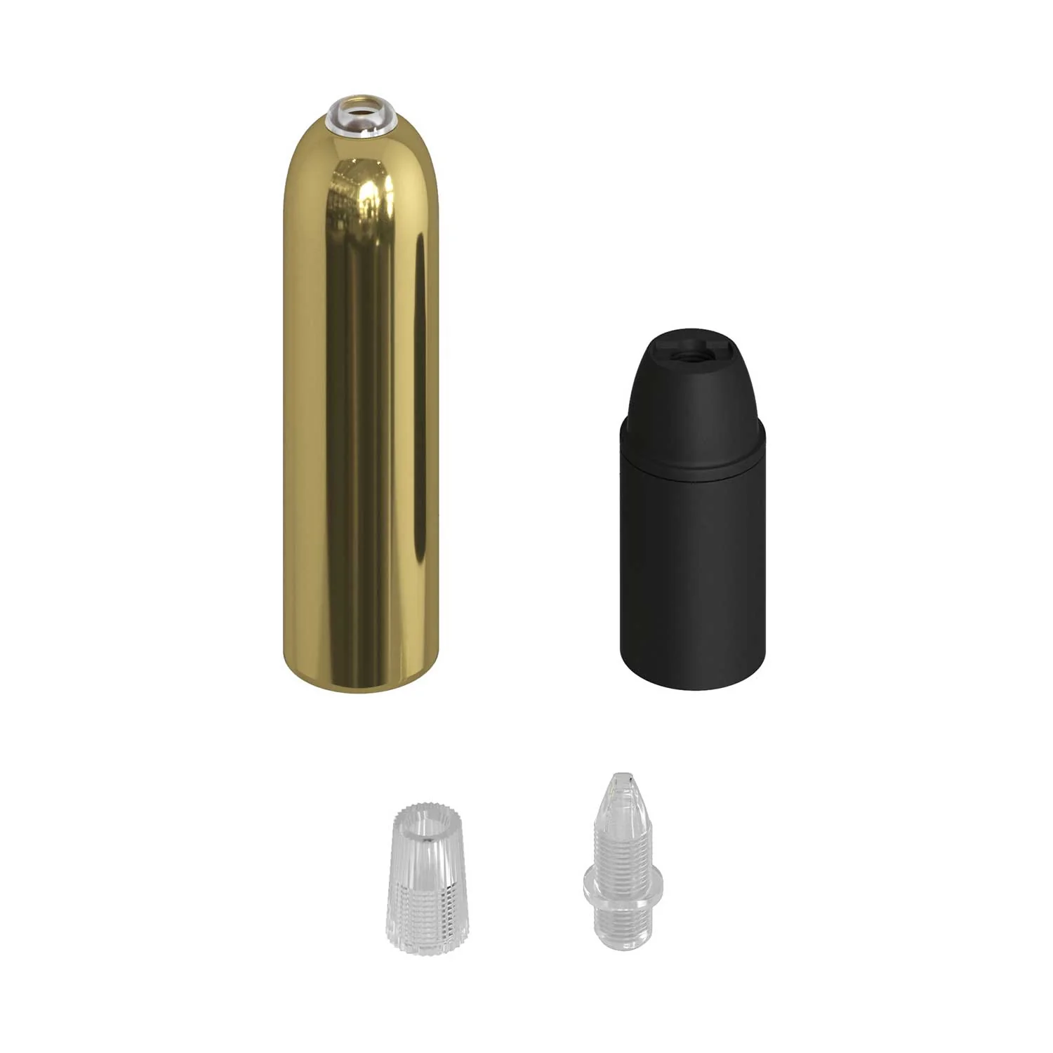 P-Light, kit portalampada E14 in metallo con serracavo a scomparsa - Ottone - Image 2