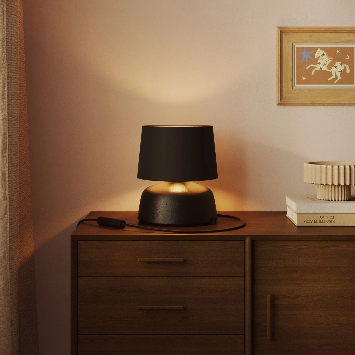Paralume Athena con attacco E27 per lampada da tavolo - Made in Italy - Cinette nero interno Oro - Image 2
