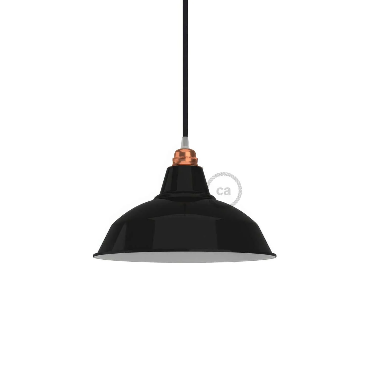 Paralume Bistrot in metallo smaltato con attacco E27, diametro 30 cm - Nero