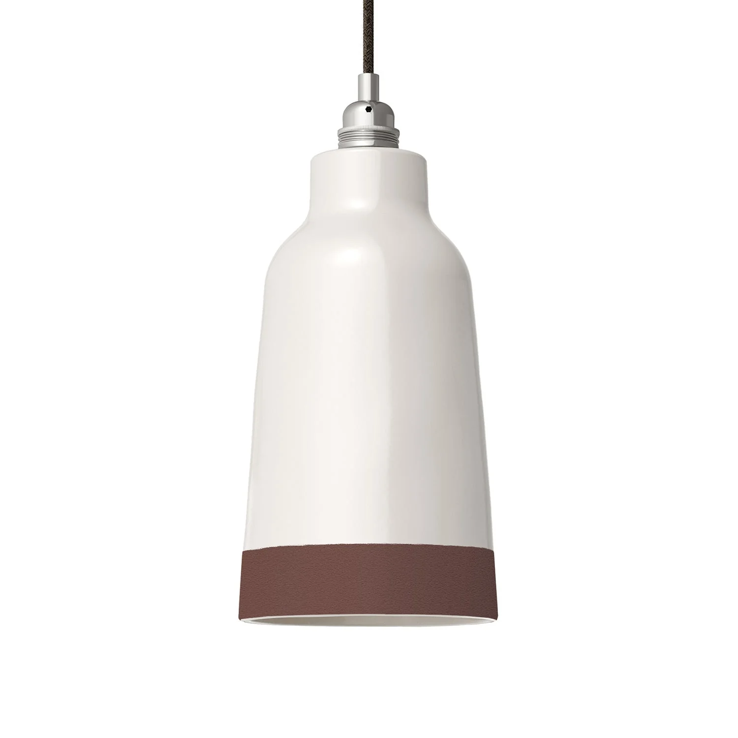 Paralume Bottiglia bicolore in ceramica Bianco e Marrone, collezione Materia - Made in Italy