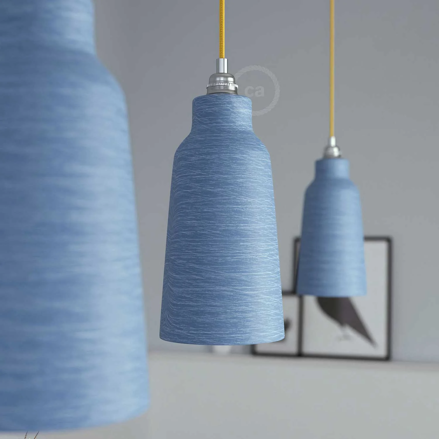 Paralume Bottiglia in ceramica, collezione Materia - Made in Italy - Avion striato - Image 3