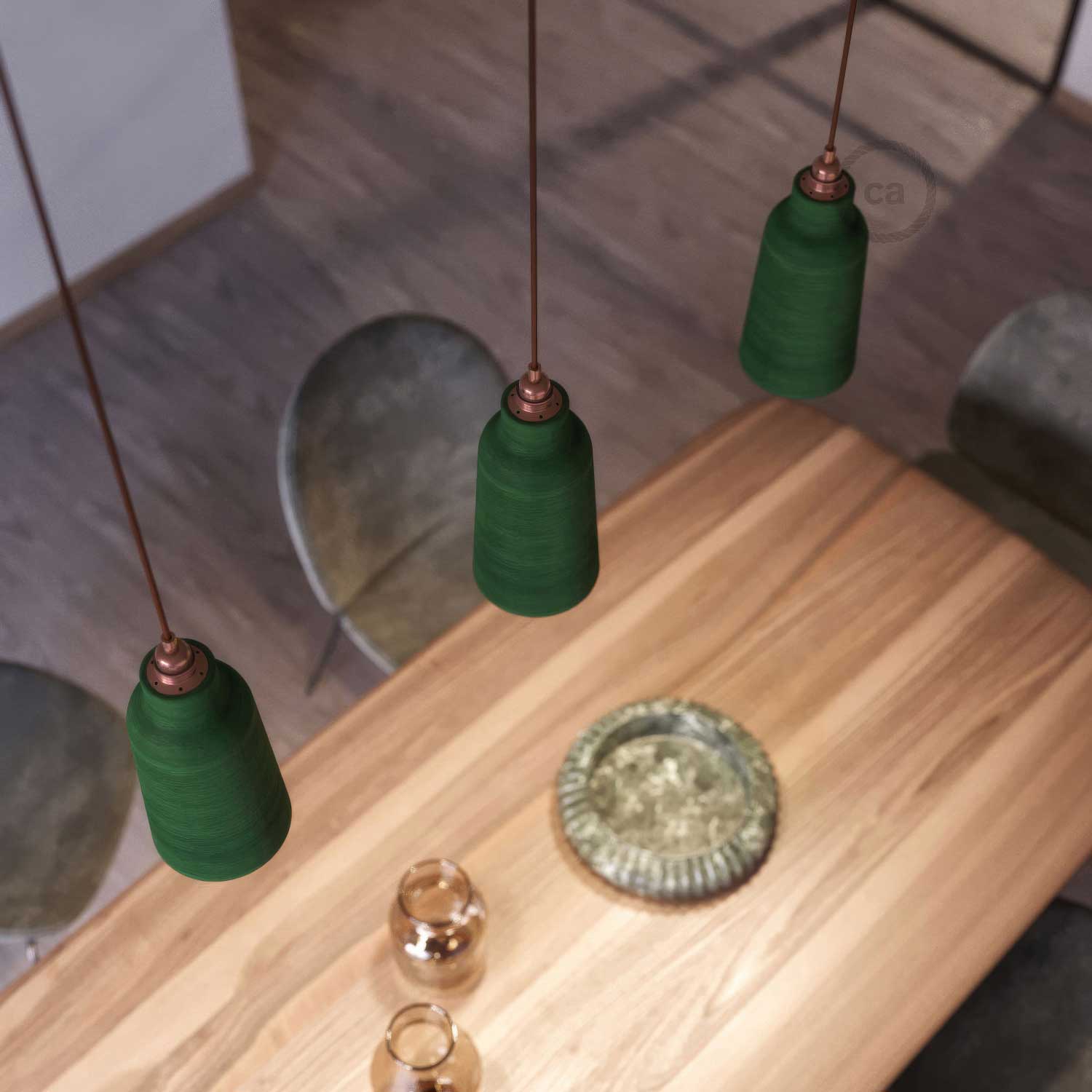 Paralume Bottiglia in ceramica, collezione Materia - Made in Italy - Evergreen striato - Image 3
