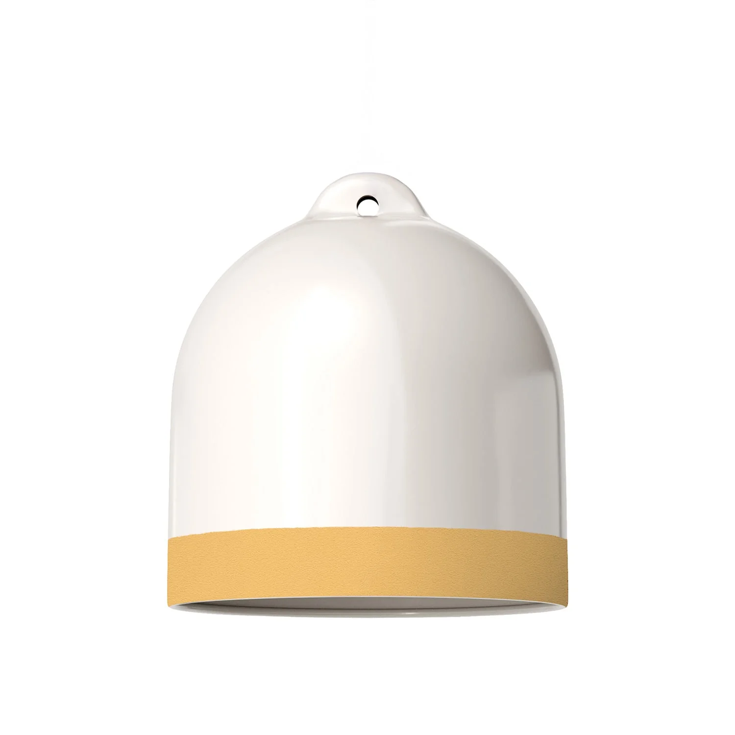 Paralume Campana M bicolore in ceramica Bianco e Giallo, collezione Materia - Made in Italy - Image 3