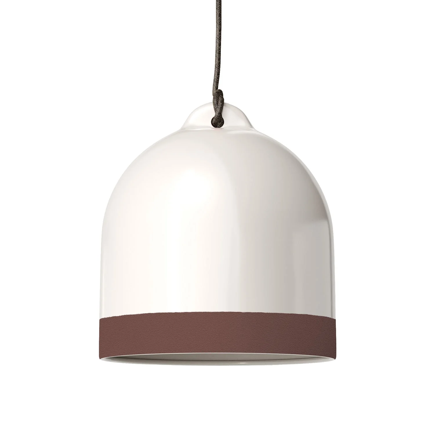 Paralume Campana M bicolore in ceramica Bianco e Marrone, collezione Materia - Made in Italy