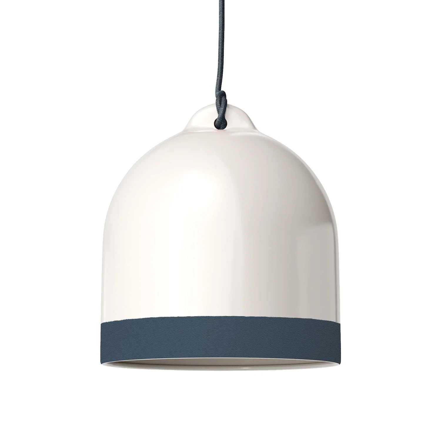 Paralume Campana M bicolore in ceramica Bianco e Petrolio, collezione Materia - Made in Italy