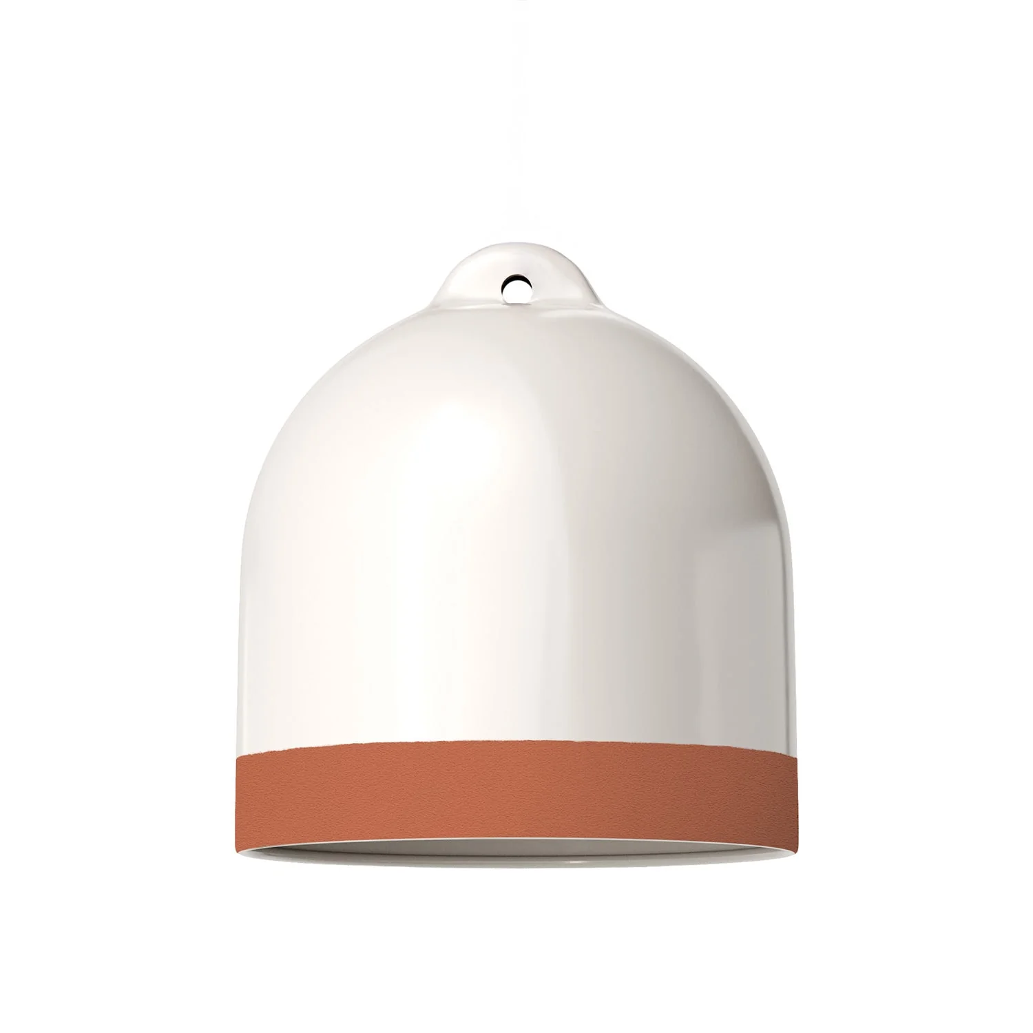 Paralume Campana M bicolore in ceramica Bianco e Terracotta, collezione Materia - Made in Italy - Image 3