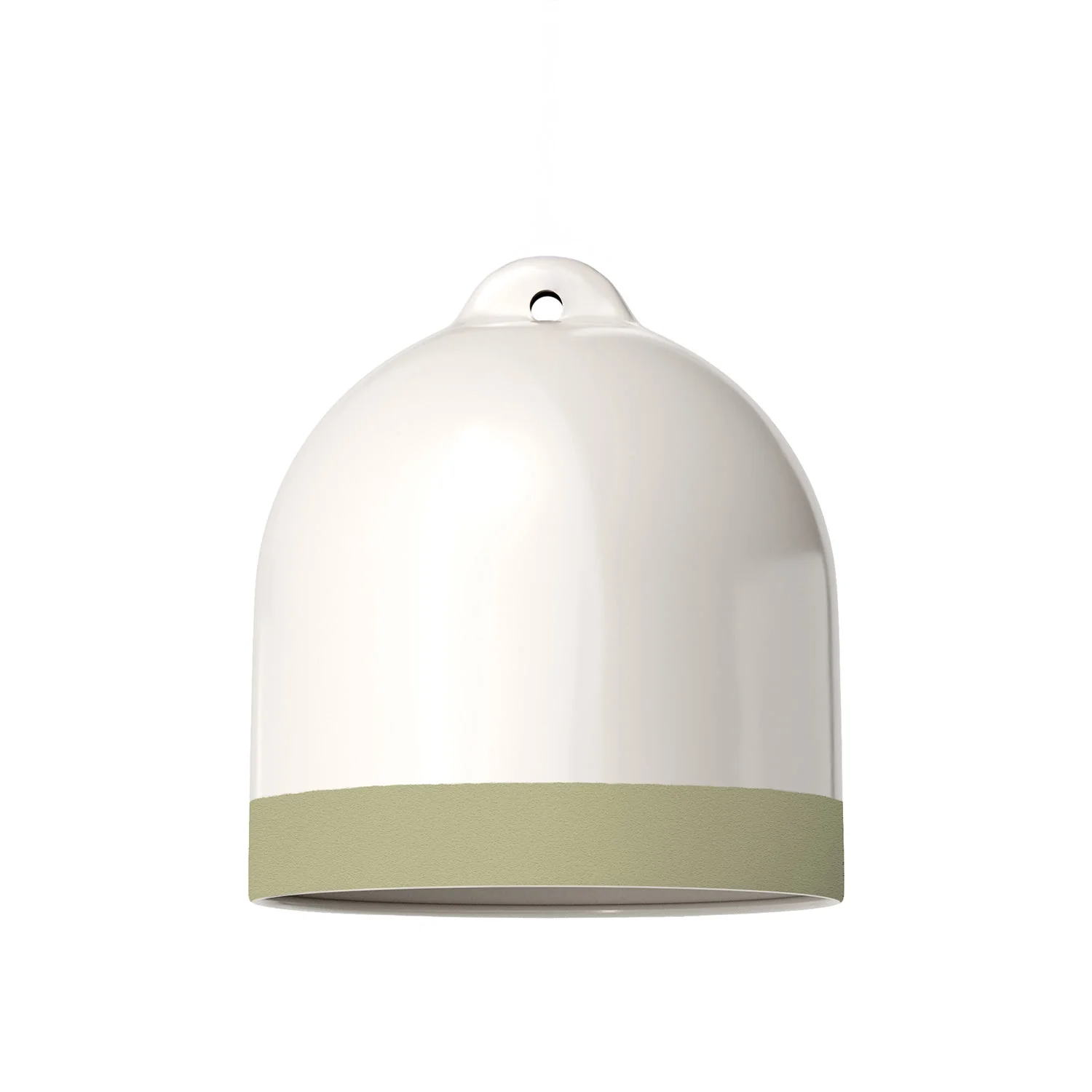 Paralume Campana M bicolore in ceramica Bianco e Verde salvia, collezione Materia - Made in Italy - Image 3