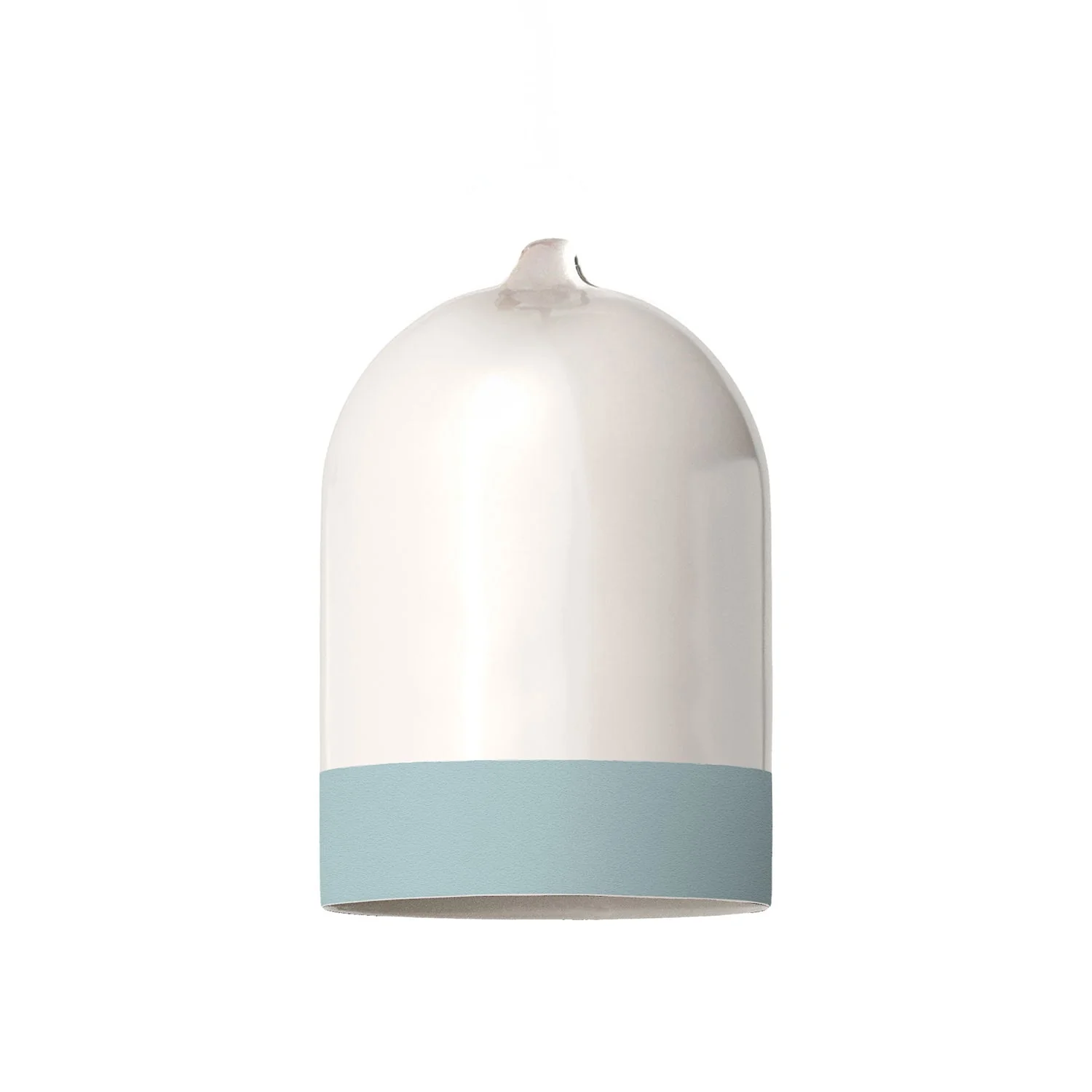 Paralume Campana Mini XS bicolore in ceramica Bianco e Azzurro, collezione Materia - Made in Italy - Image 3